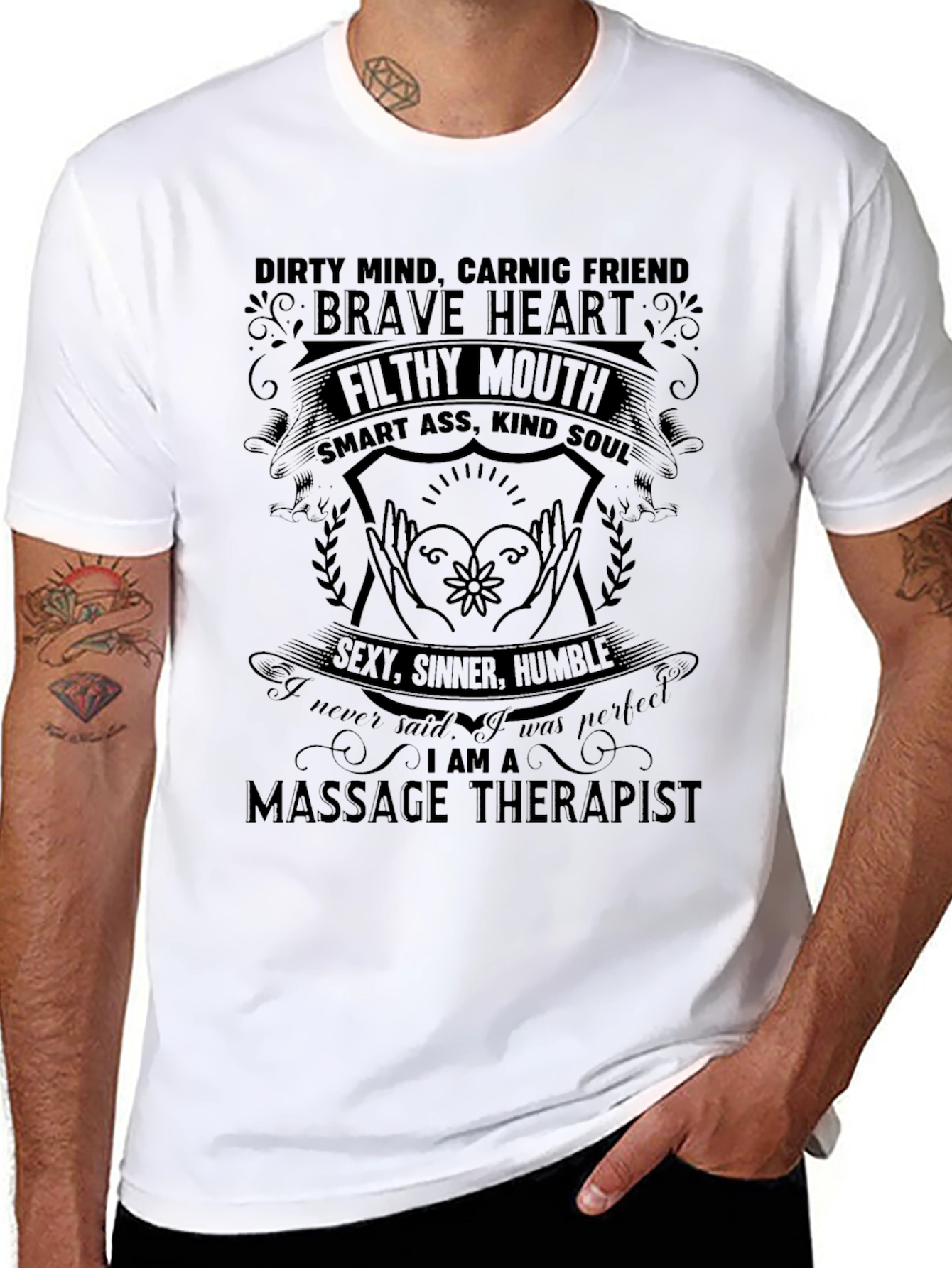 Massage Therapist Tee - Dirty Mind Brave Heart