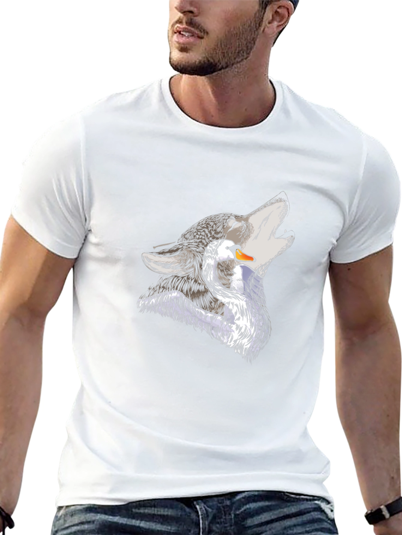 Wolf & Swan Graphic Print Black T-Shirt