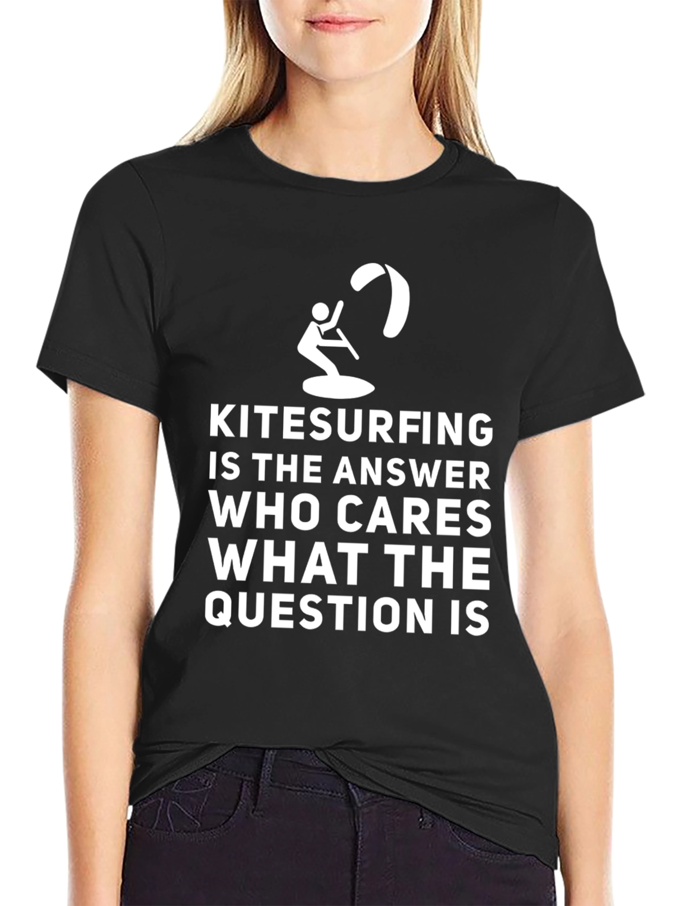 Kitesurfing Answer T-Shirt: Black Graphic Tee