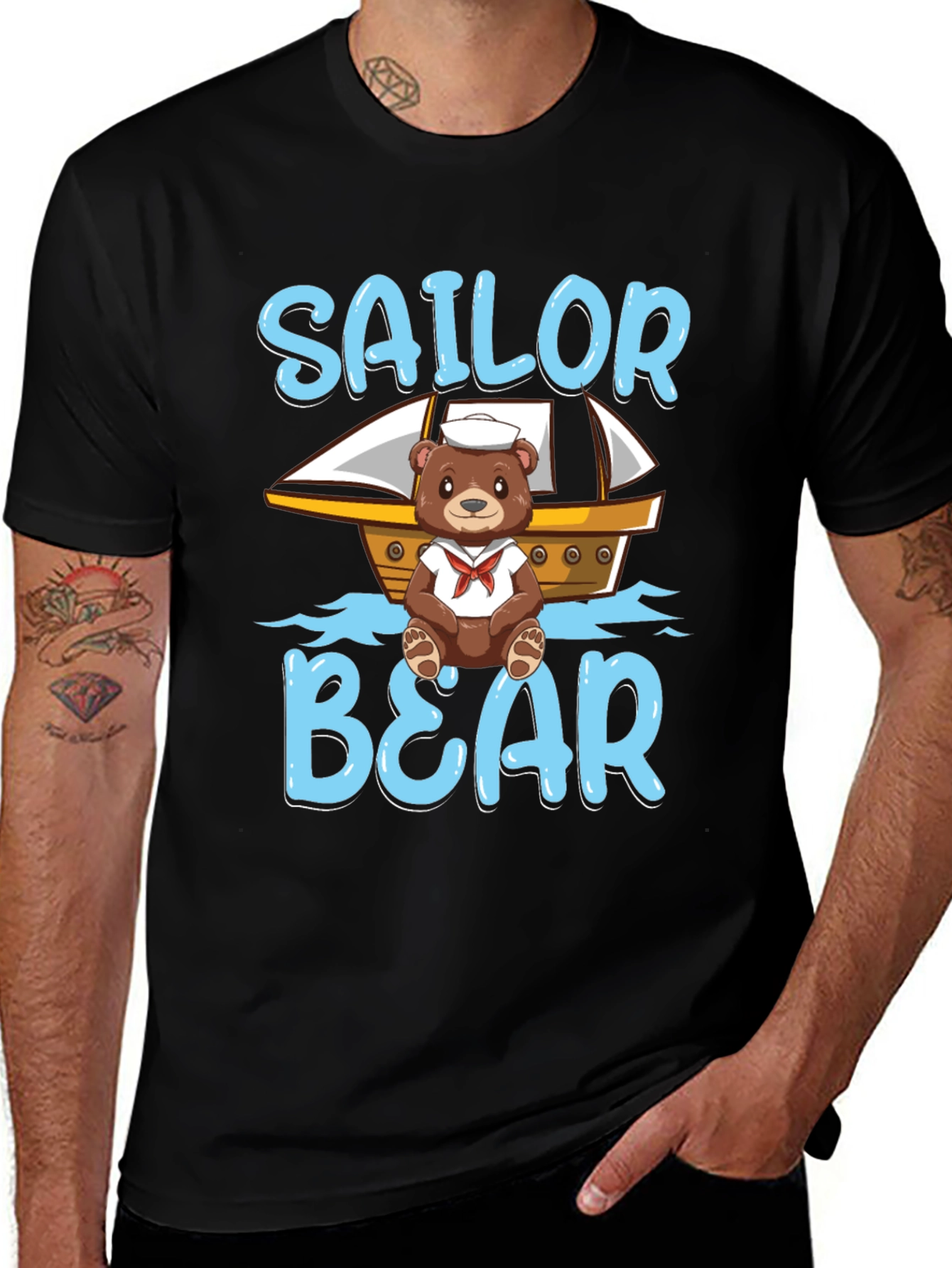 Sailor Bear Graphic T-Shirt -  Cute Cartoon Tee