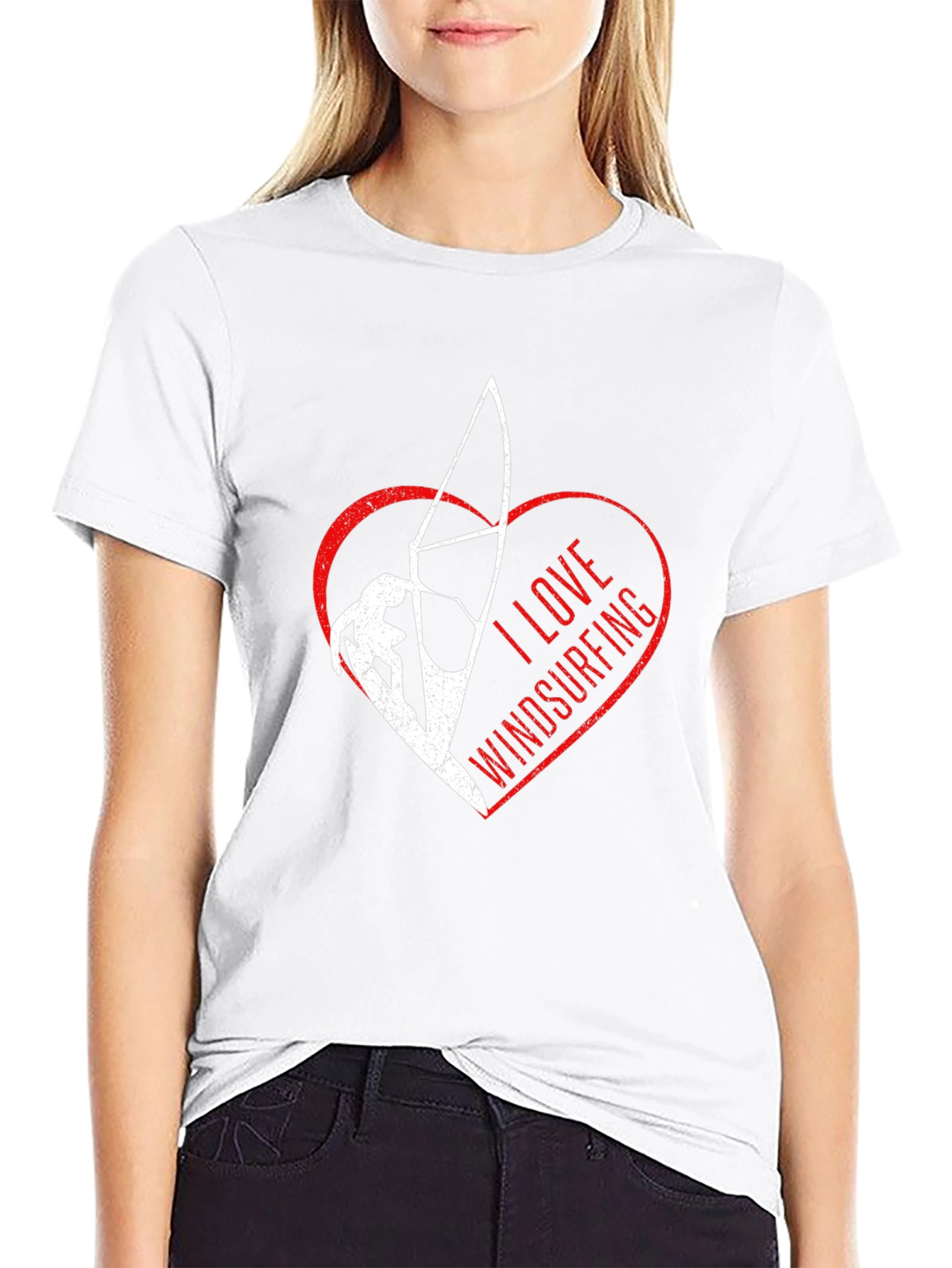 I Love Windsurfing Graphic Tee - Black