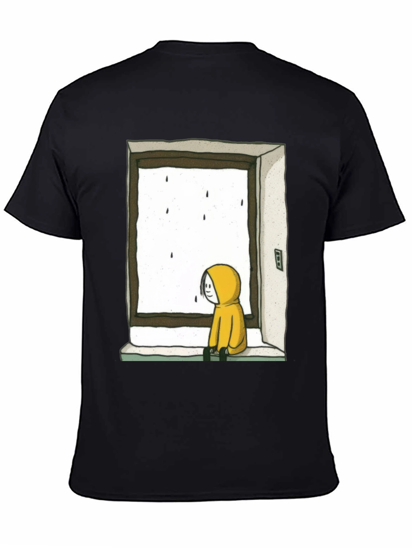 Rainy Day Window Graphic Tee - Unisex Black T-Shirt