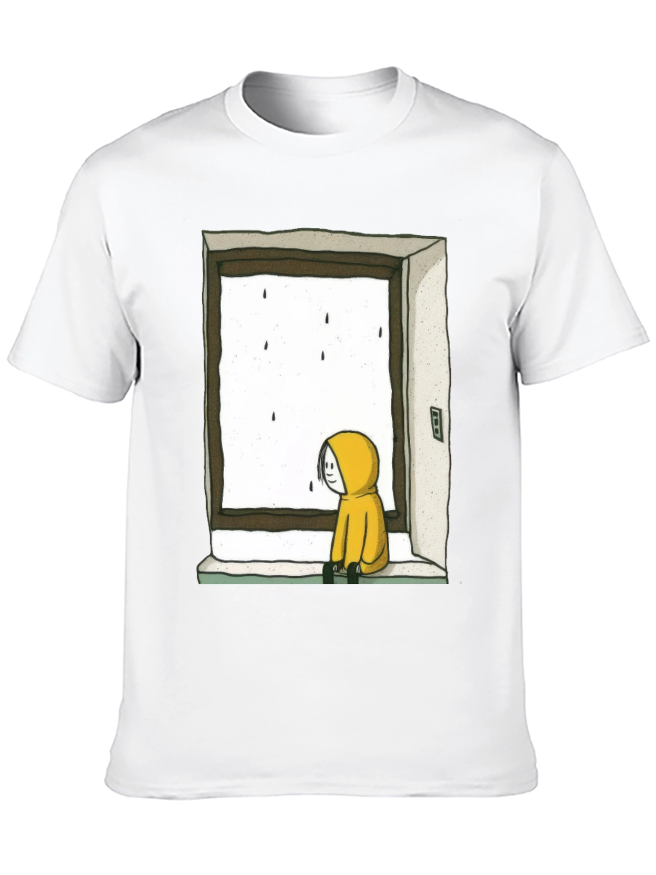Rainy Day Window Graphic Tee - Unisex Black T-Shirt
