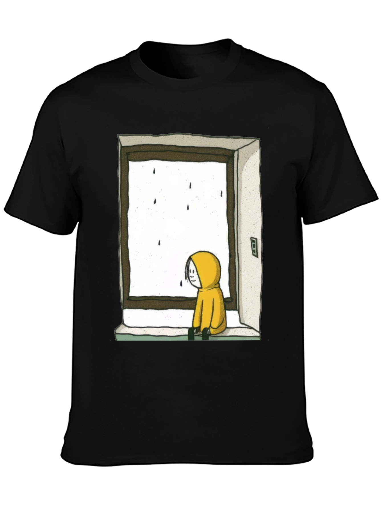 Rainy Day Window Graphic Tee - Unisex Black T-Shirt
