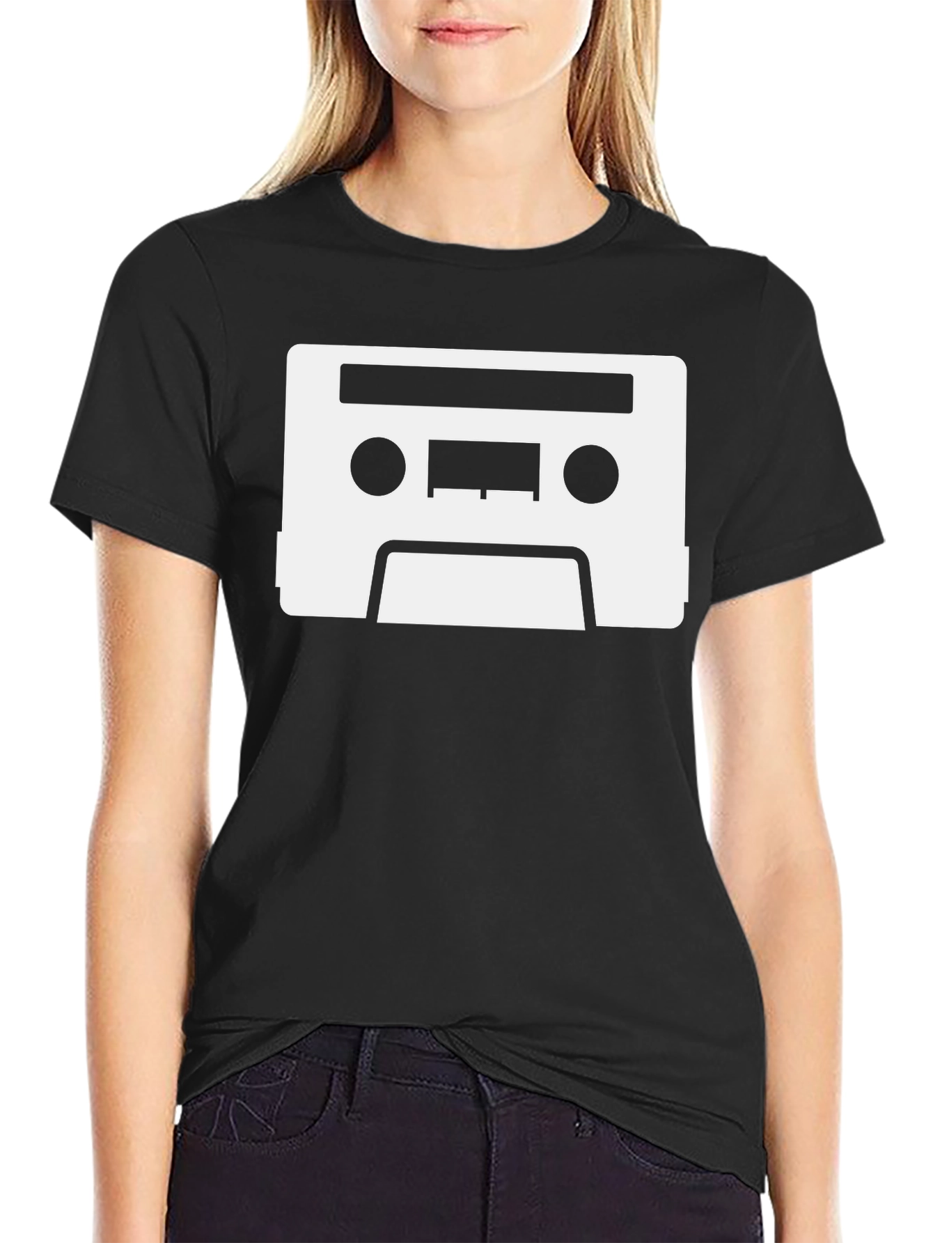 Retro Cassette Tape Graphic Tee - Black