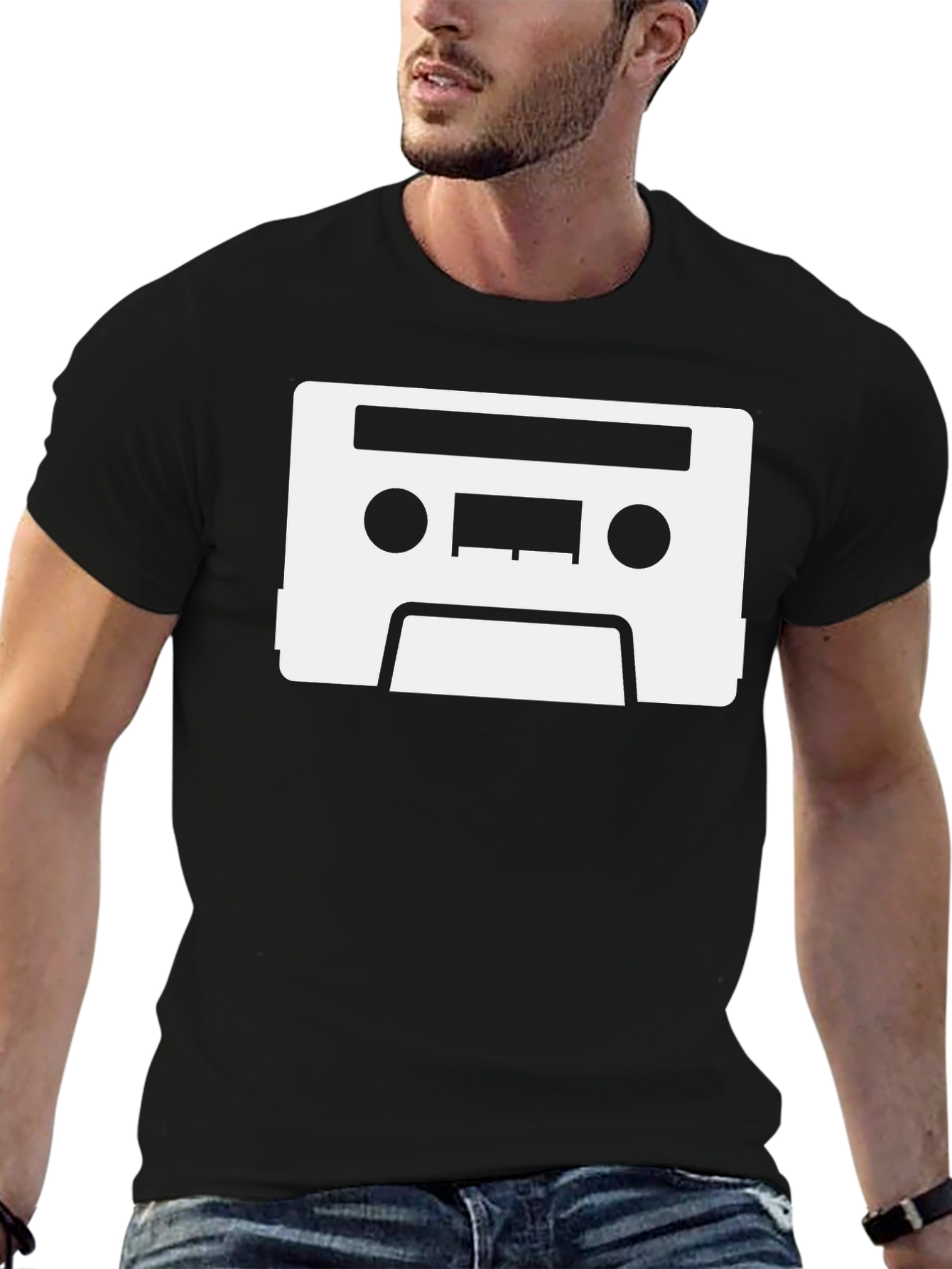 Retro Cassette Tape Graphic Tee - Black