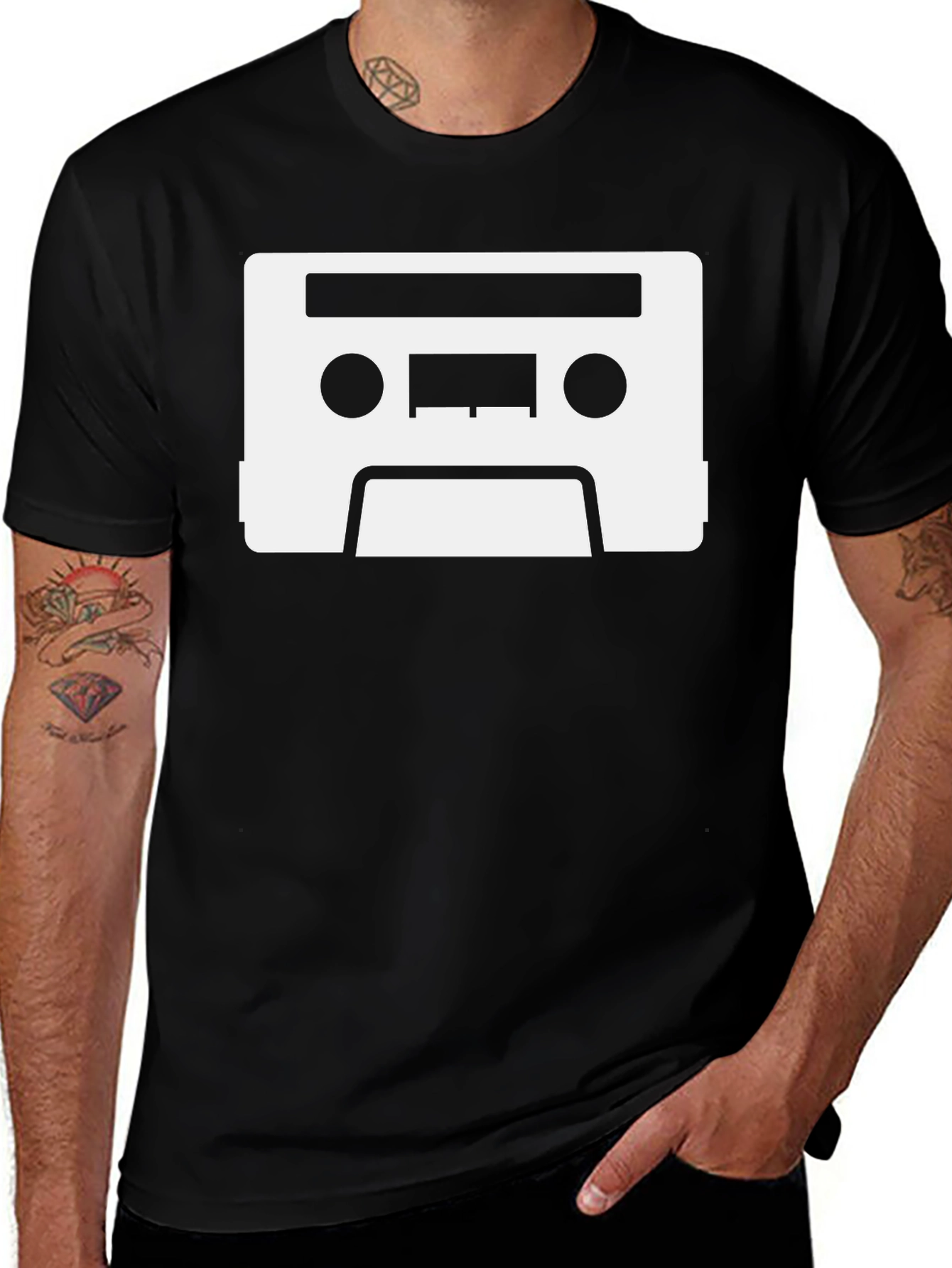 Retro Cassette Tape Graphic Tee - Black