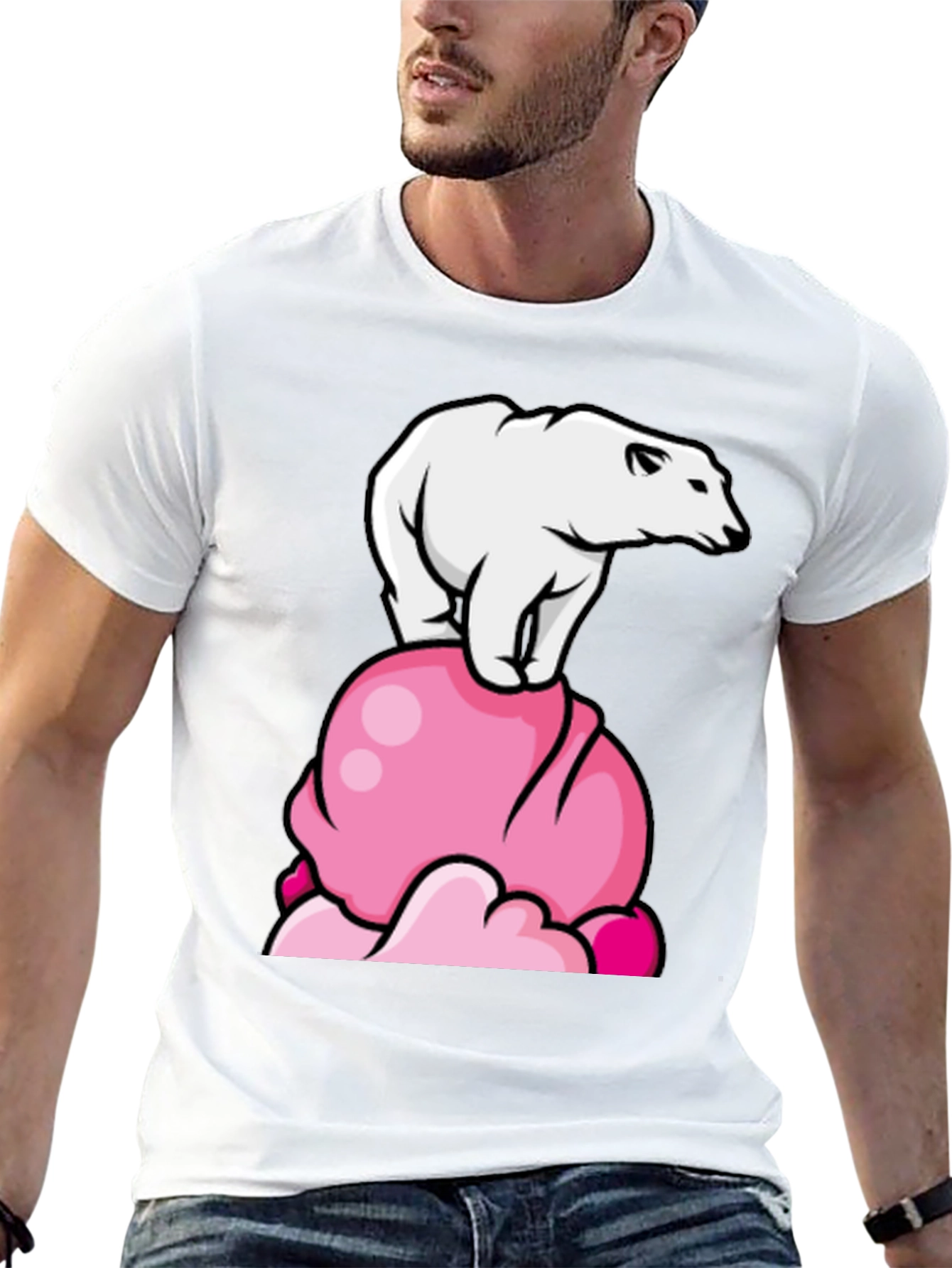 Polar Bear Ice Cream Black T-Shirt