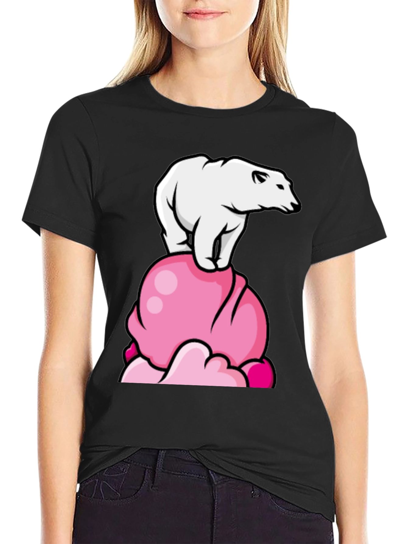 Polar Bear Ice Cream Black T-Shirt