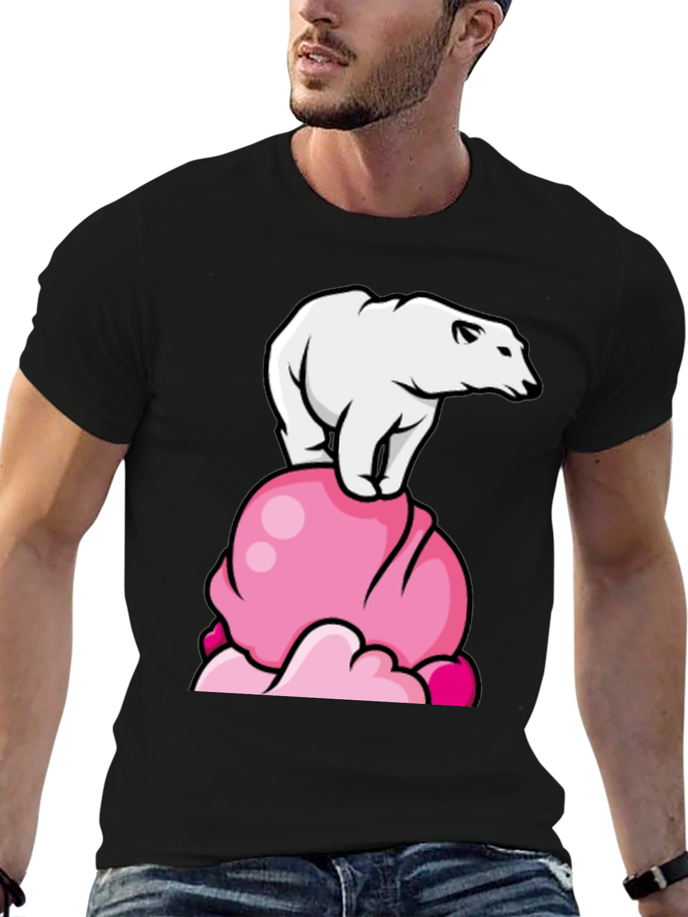 Polar Bear Ice Cream Black T-Shirt
