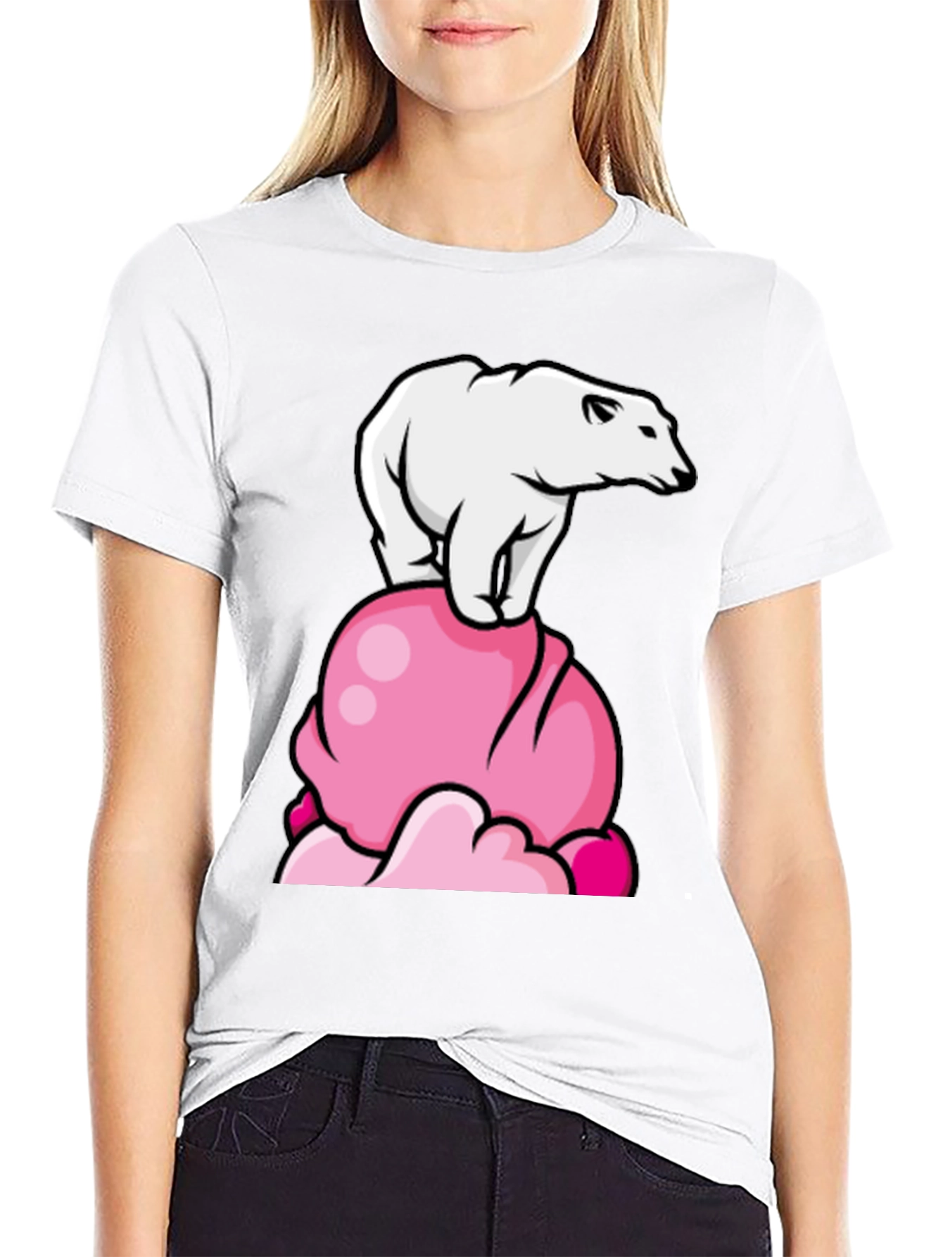 Polar Bear Ice Cream Black T-Shirt