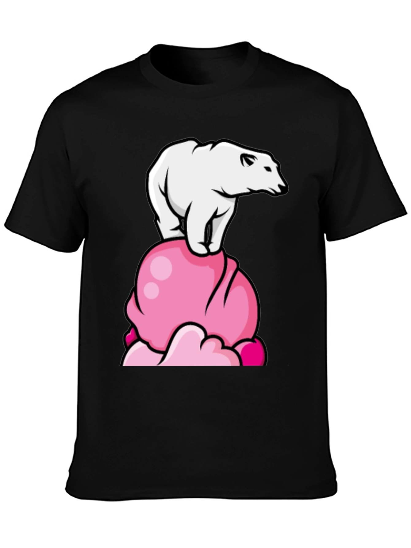 Polar Bear Ice Cream Black T-Shirt