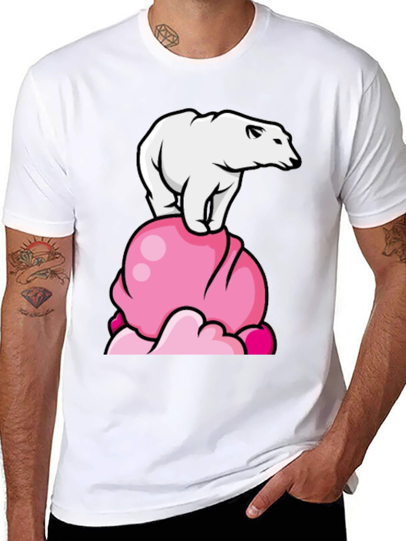 Polar Bear Ice Cream Black T-Shirt