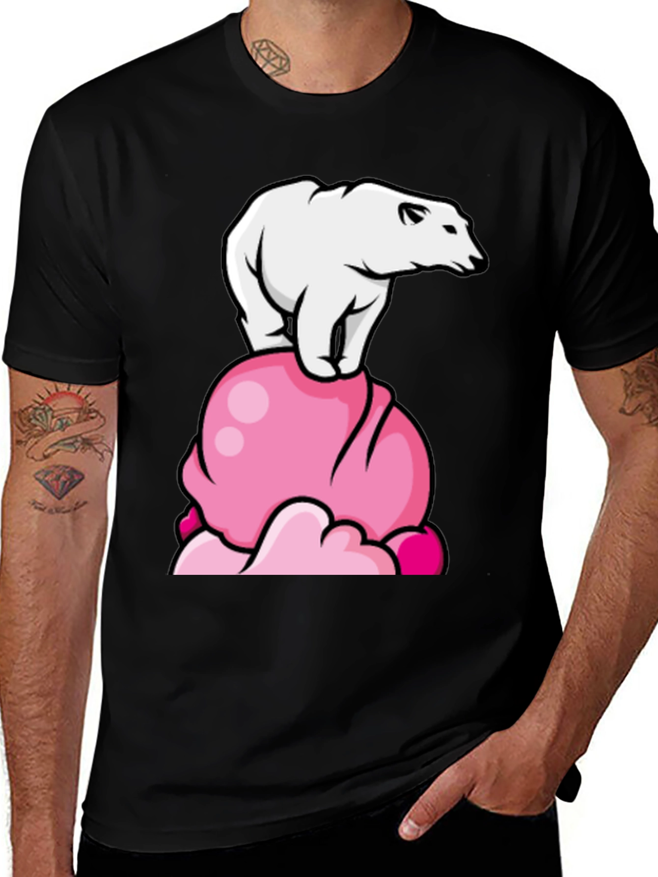 Polar Bear Ice Cream Black T-Shirt