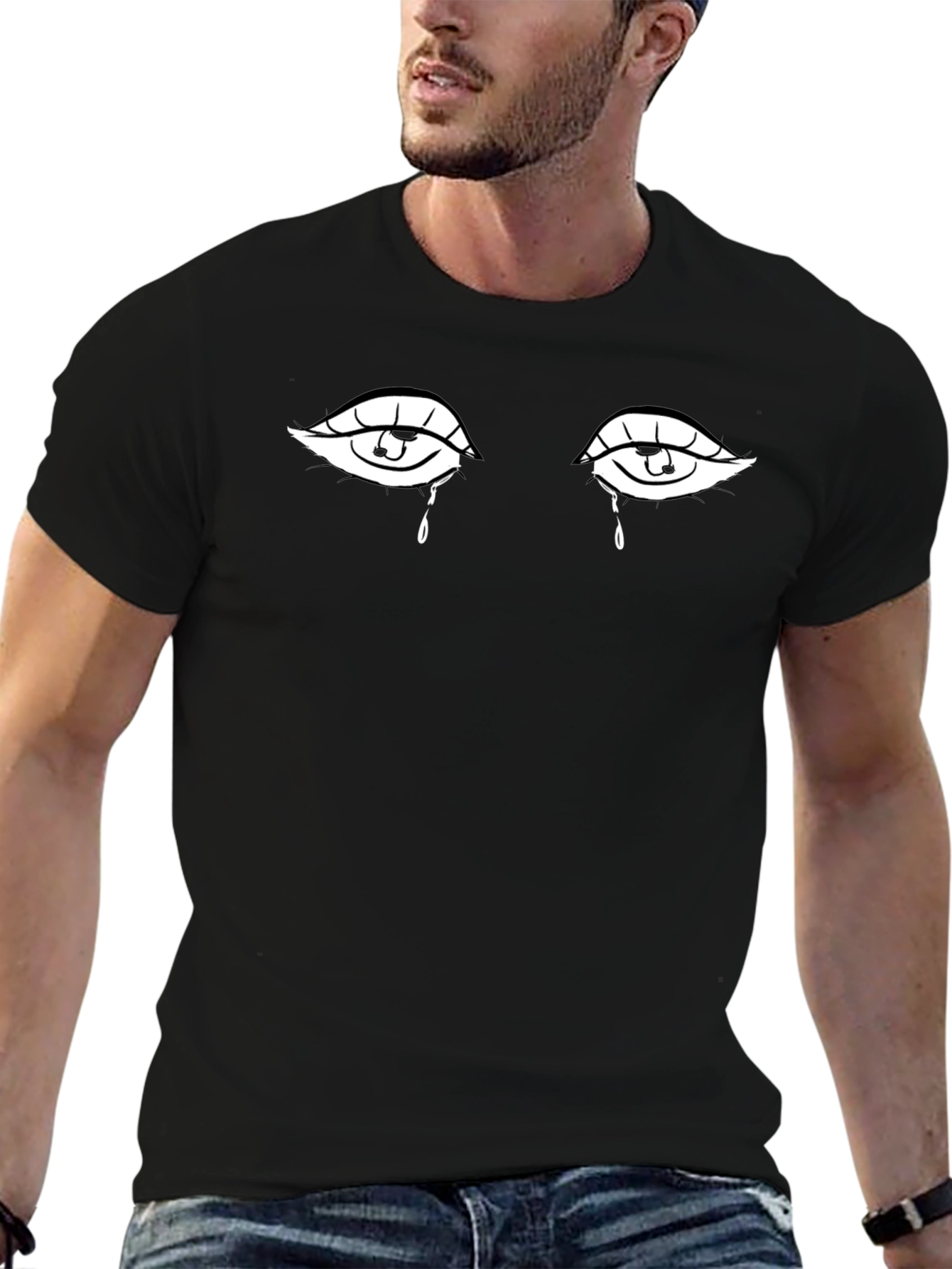 Teary Eyes Graphic Tee - Black Cotton