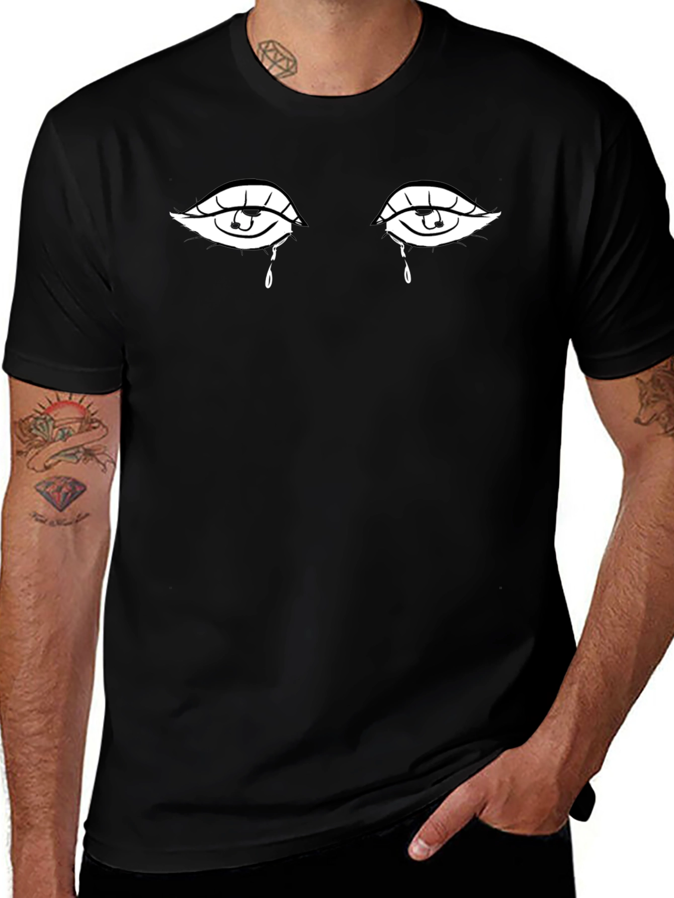 Teary Eyes Graphic Tee - Black Cotton