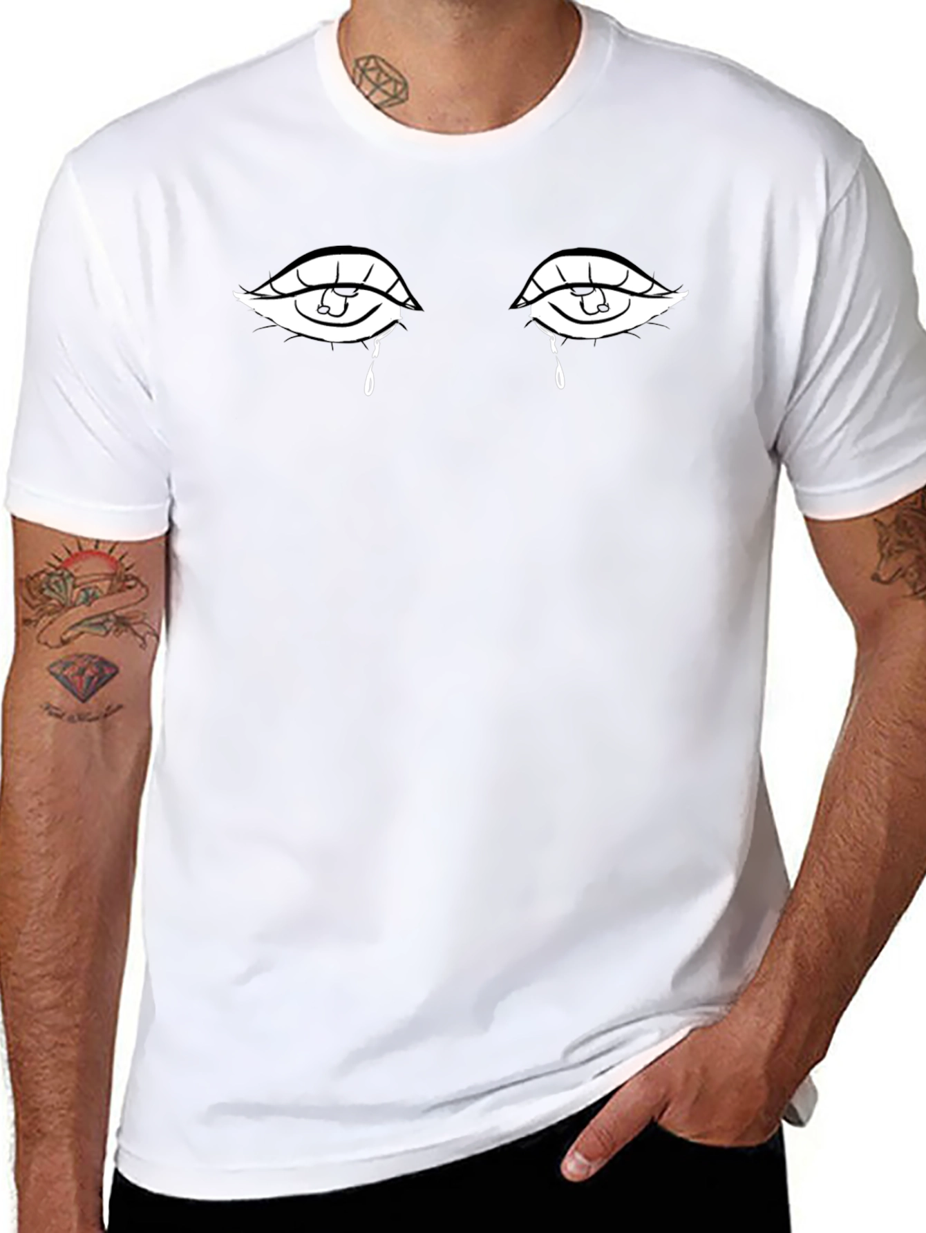 Teary Eyes Graphic Tee - Black Cotton