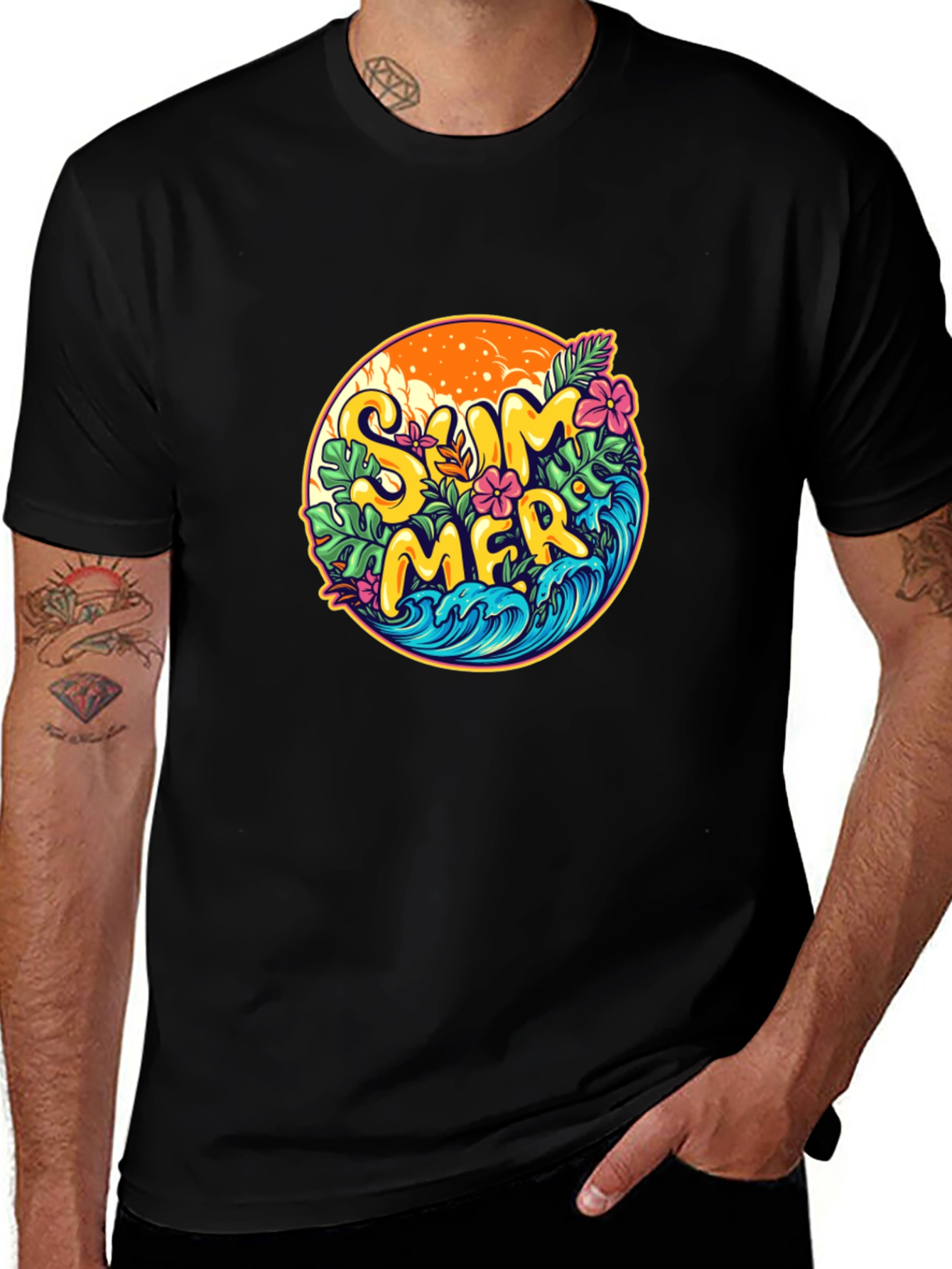 Summer Vibes Graphic T-Shirt - Black