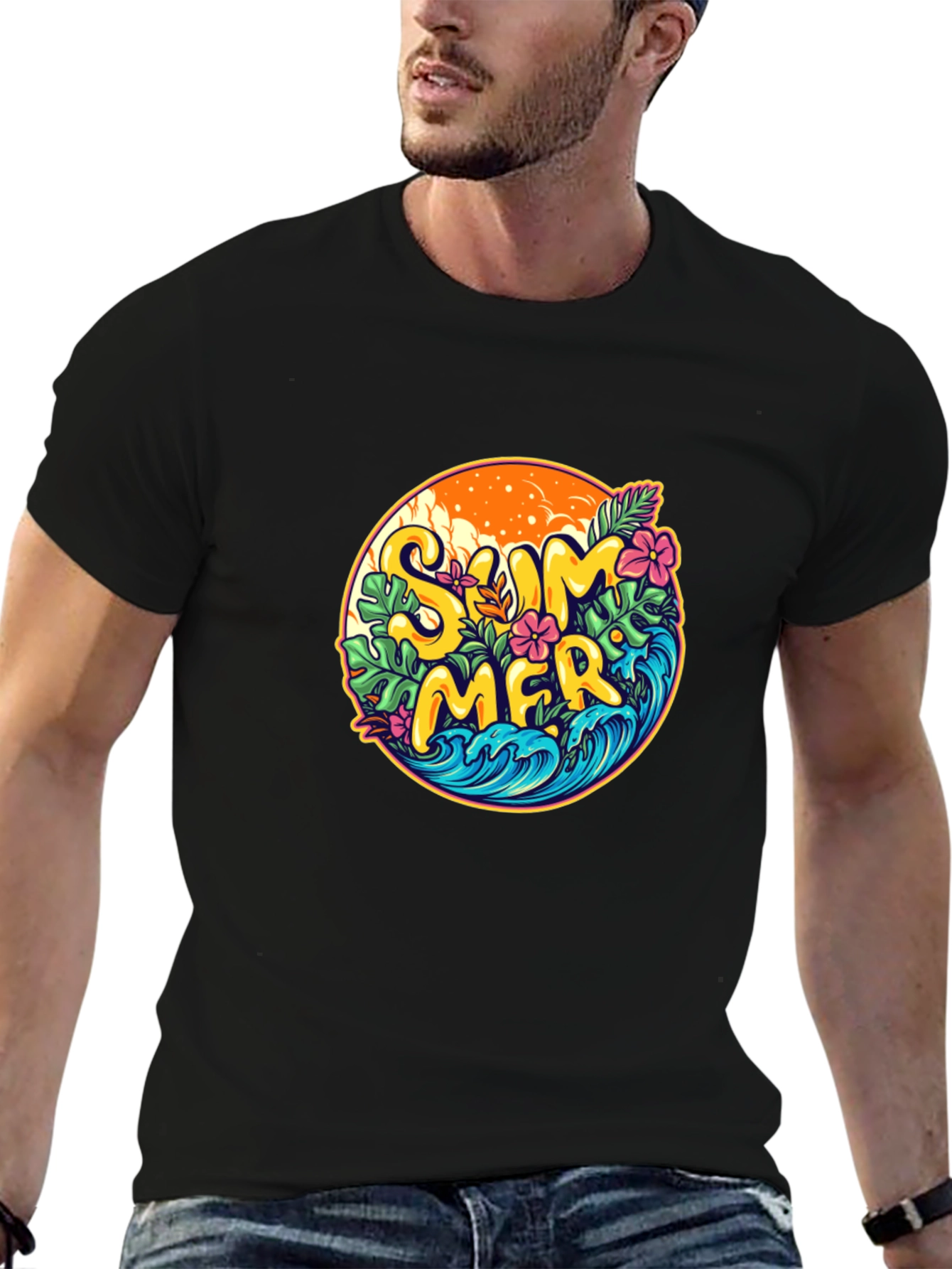 Summer Vibes Graphic T-Shirt - Black