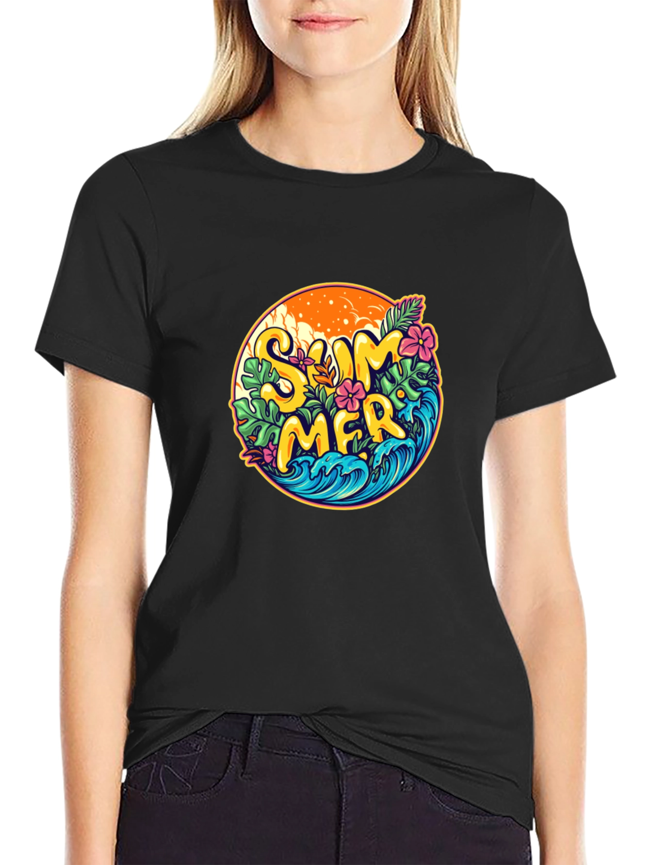 Summer Vibes Graphic T-Shirt - Black