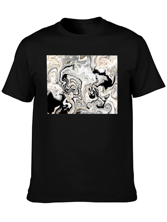 Abstract Art Graphic Tee - Black Cotton T-Shirt