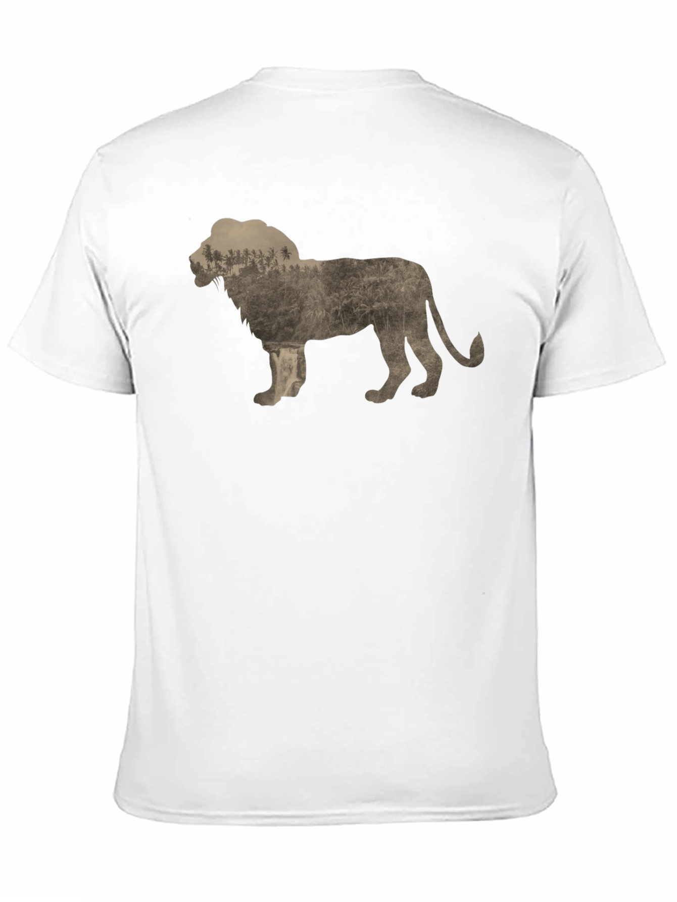 Lion Silhouette Nature Graphic Print Crew Neck Tee