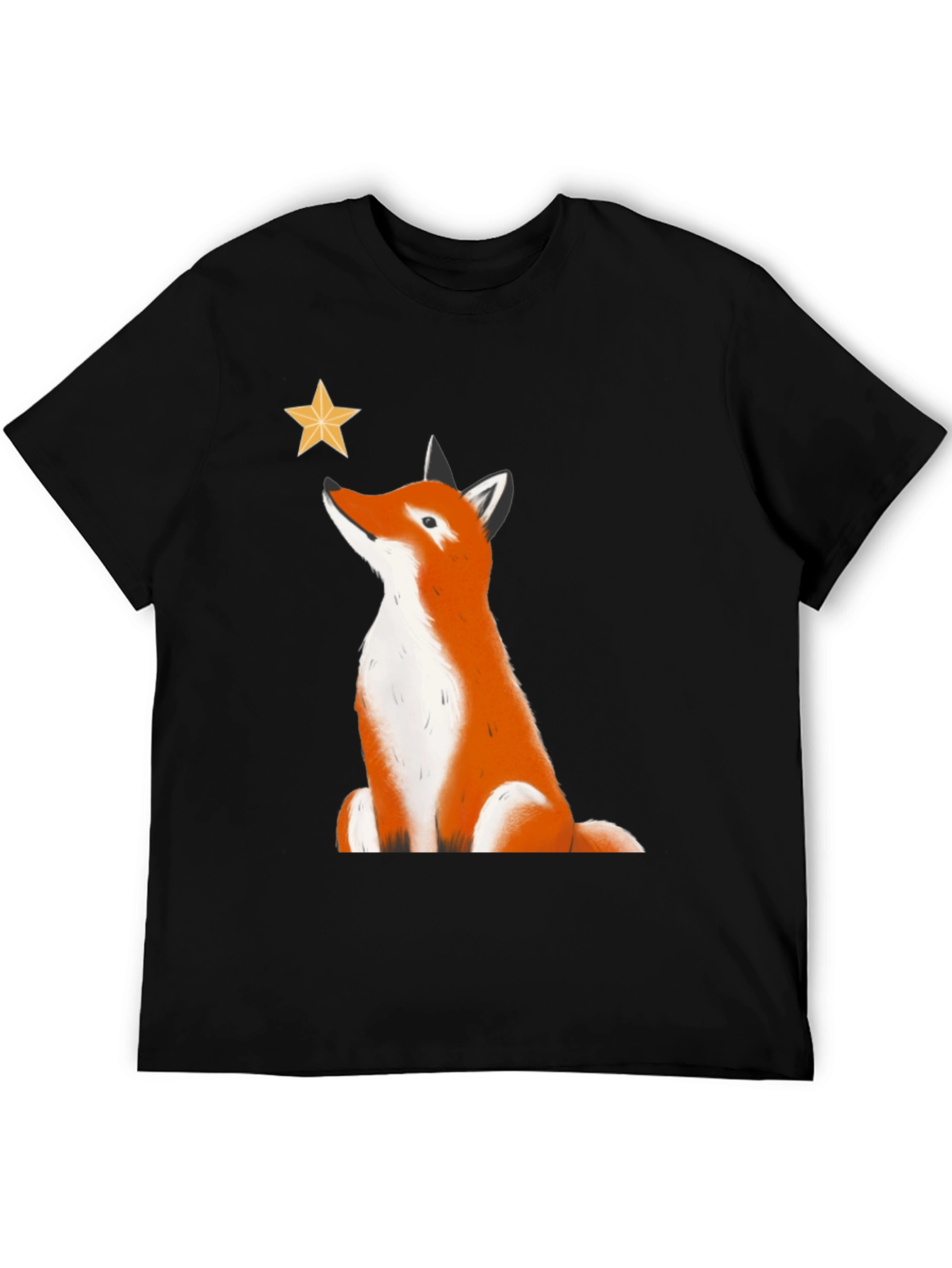 Fox Stargazer Graphic Tee - Black Cotton T-Shirt