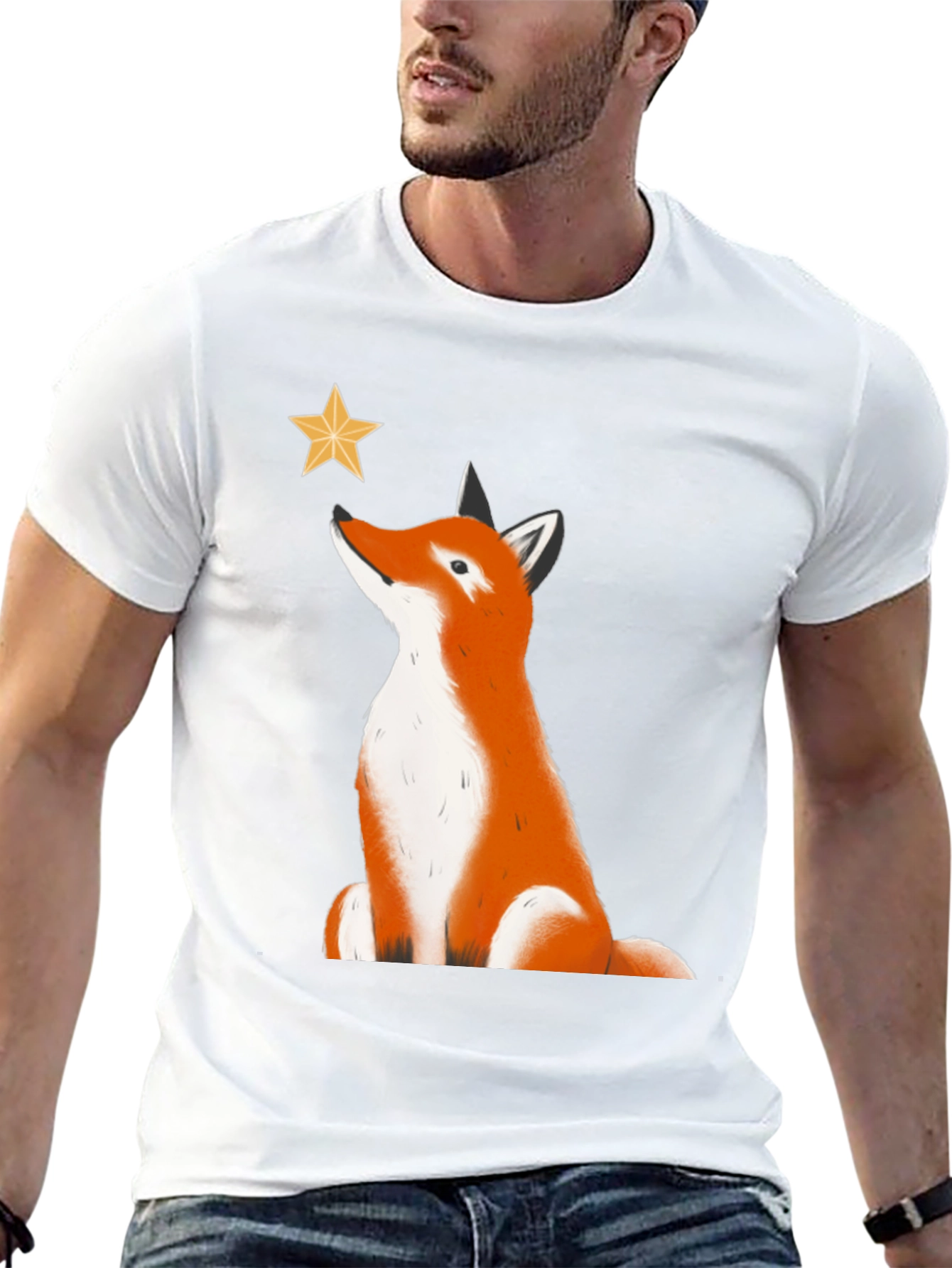 Fox Stargazer Graphic Tee - Black Cotton T-Shirt