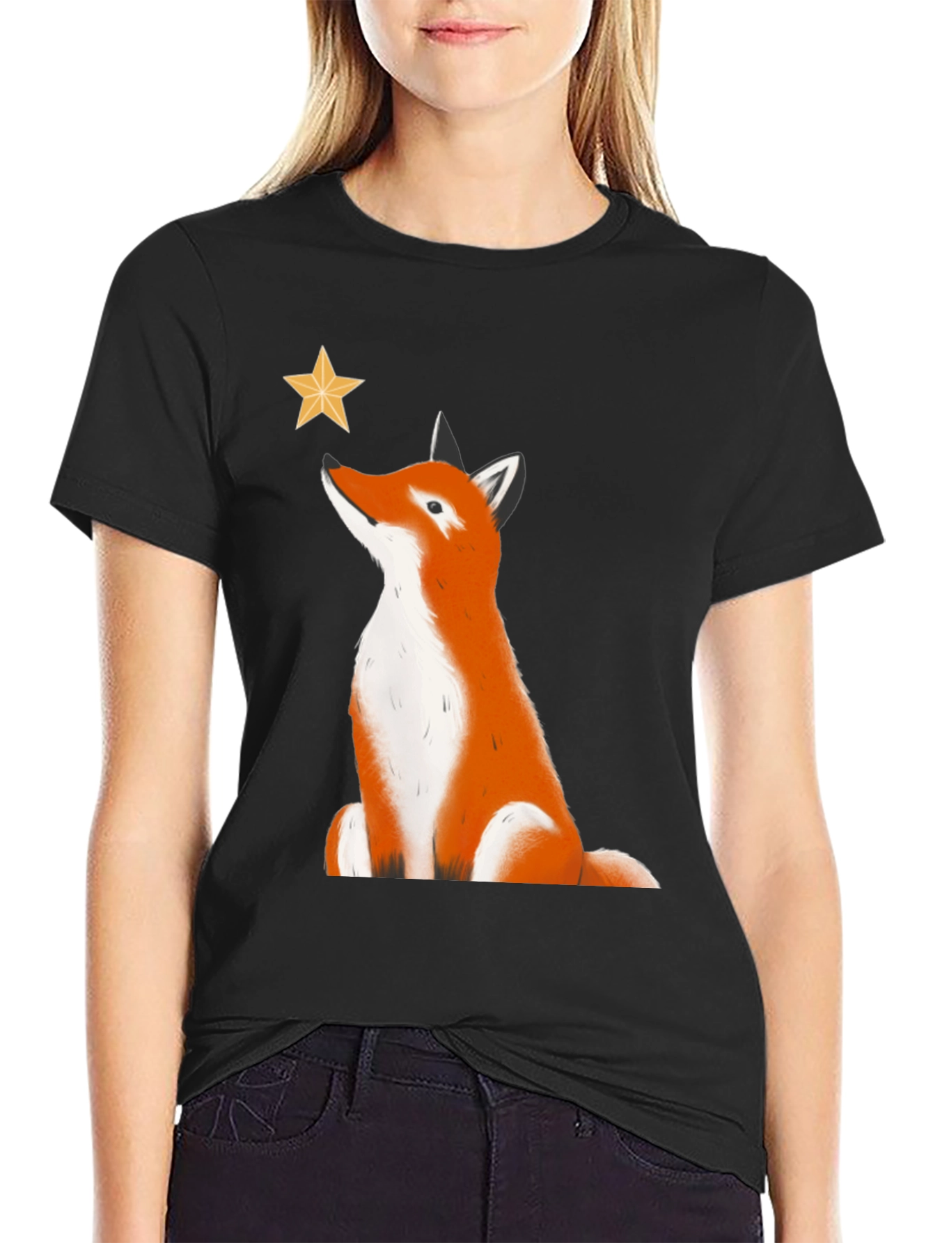 Fox Stargazer Graphic Tee - Black Cotton T-Shirt