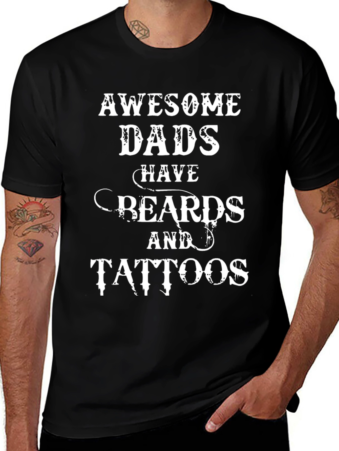 Awesome Dads Beards and Tattoos T-Shirt