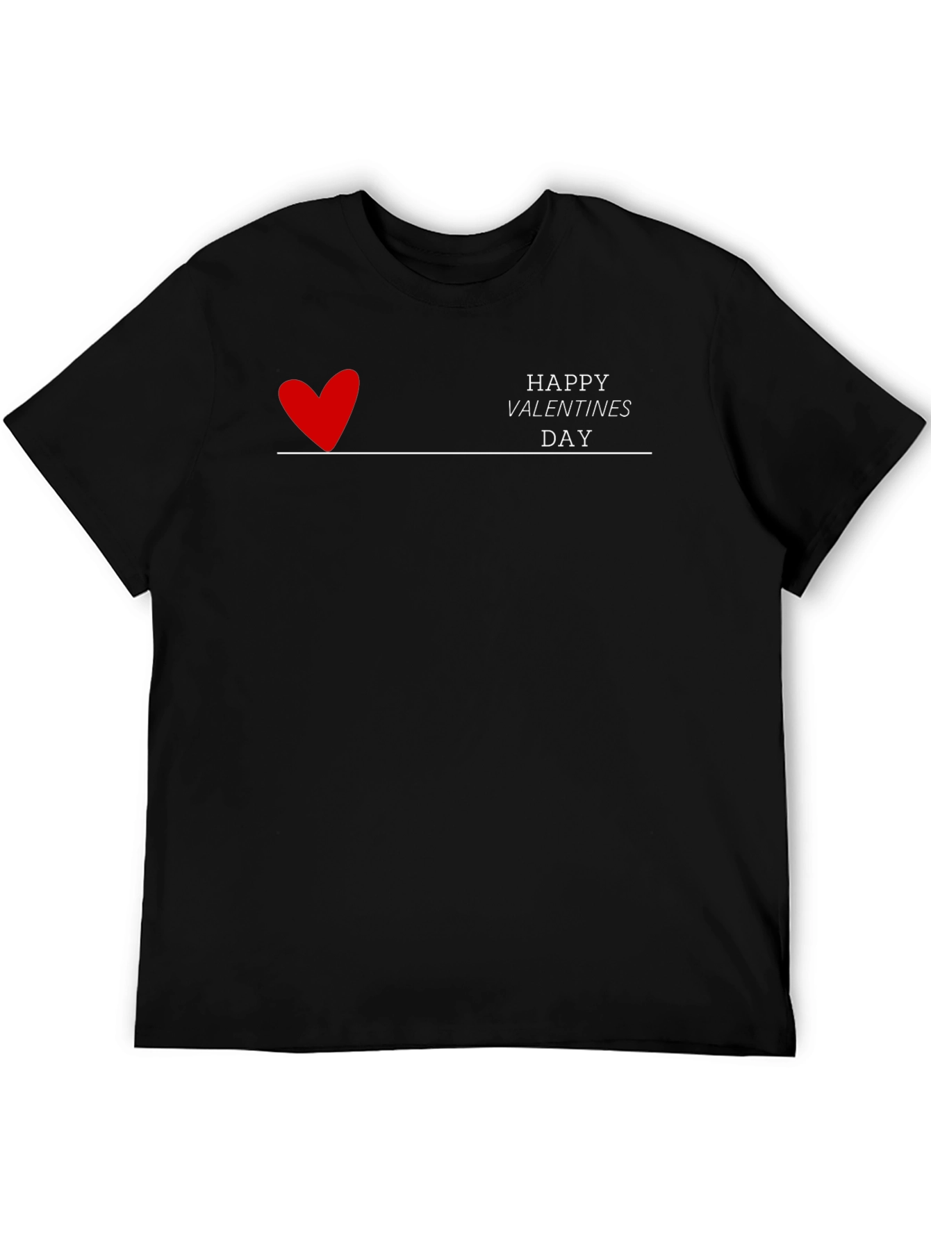 Happy Valentines Day Graphic Black T-Shirt