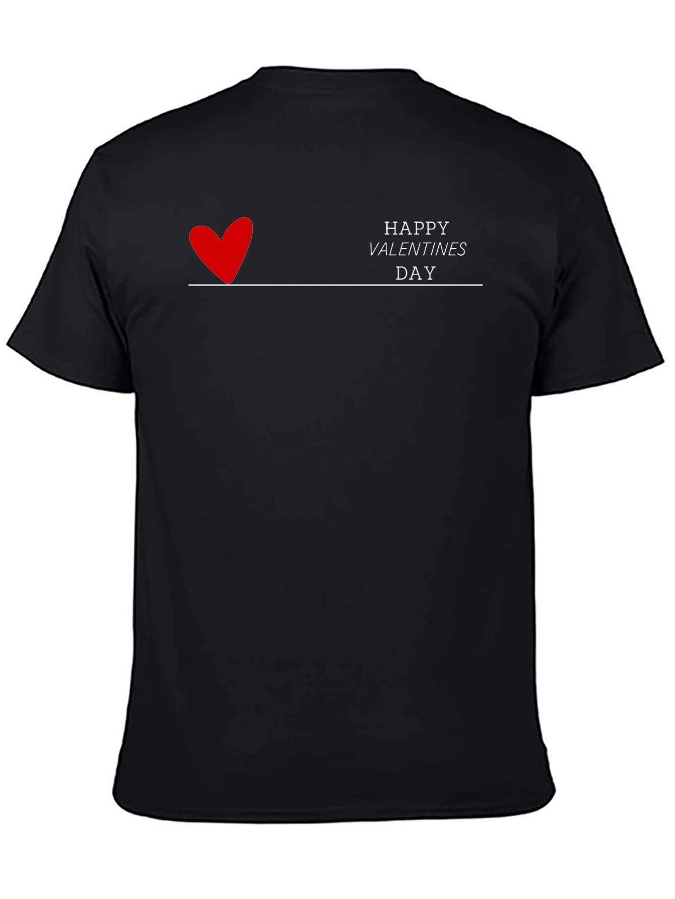 Happy Valentines Day Graphic Black T-Shirt