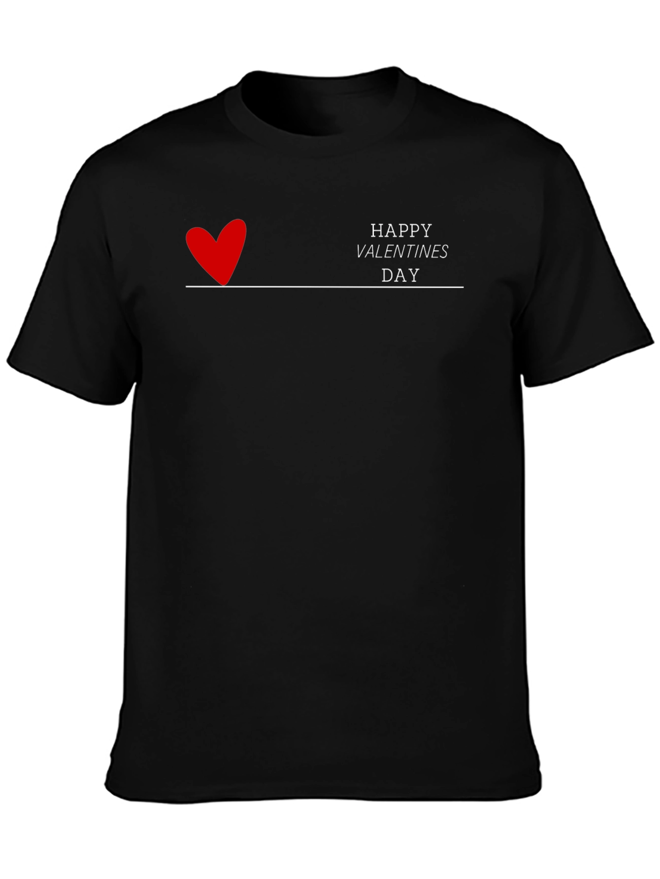 Happy Valentines Day Graphic Black T-Shirt