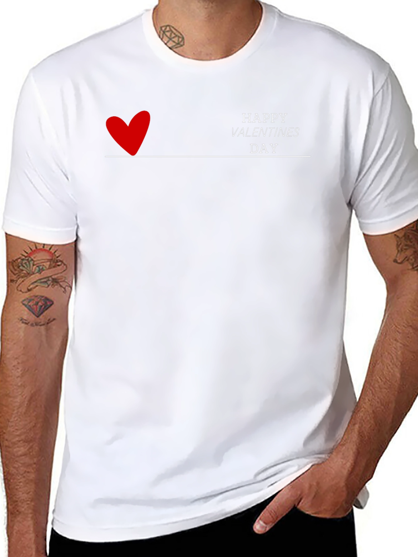 Happy Valentines Day Graphic Black T-Shirt