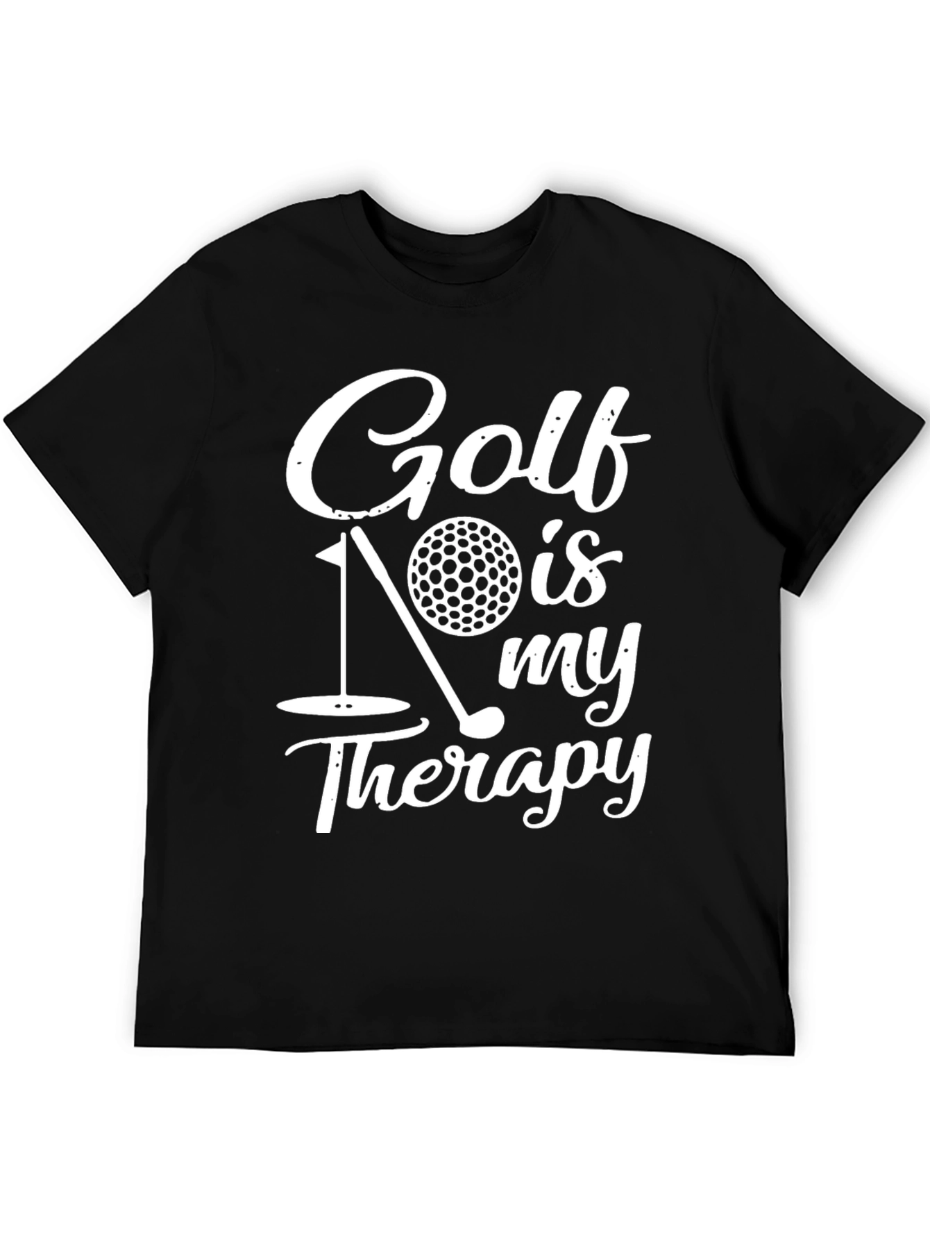Golf Is My Therapy Graphic Tee - Black