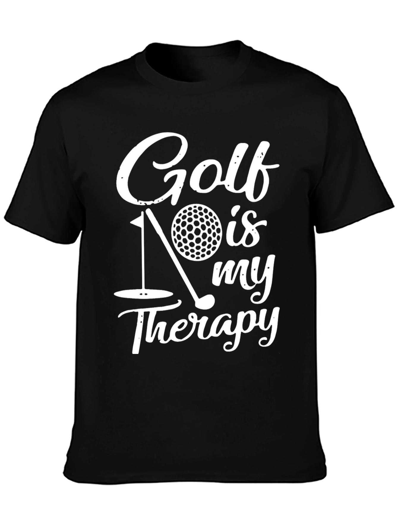 Golf Is My Therapy Graphic Tee - Black