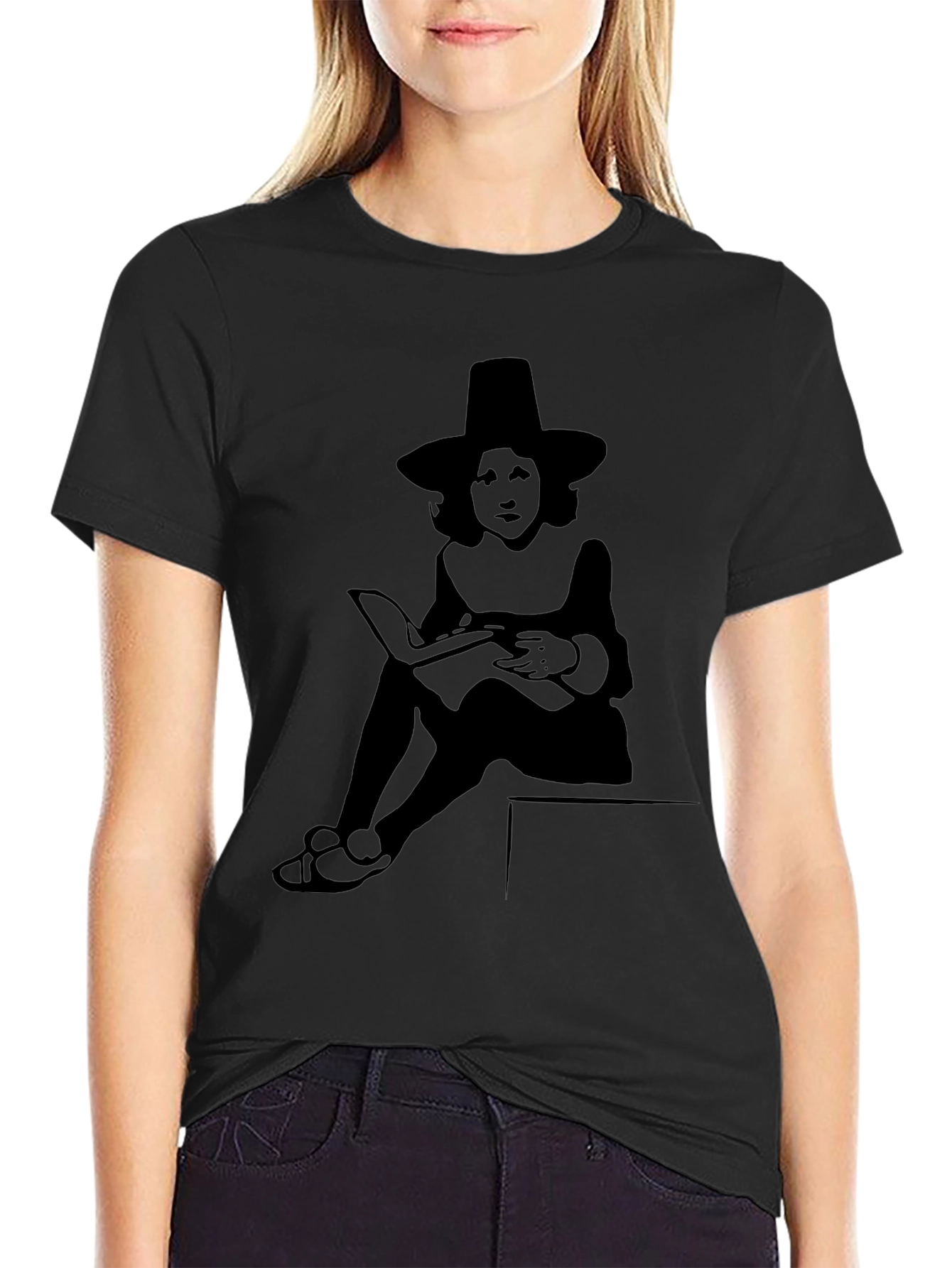 Literary Witch Graphic T-Shirt - Black