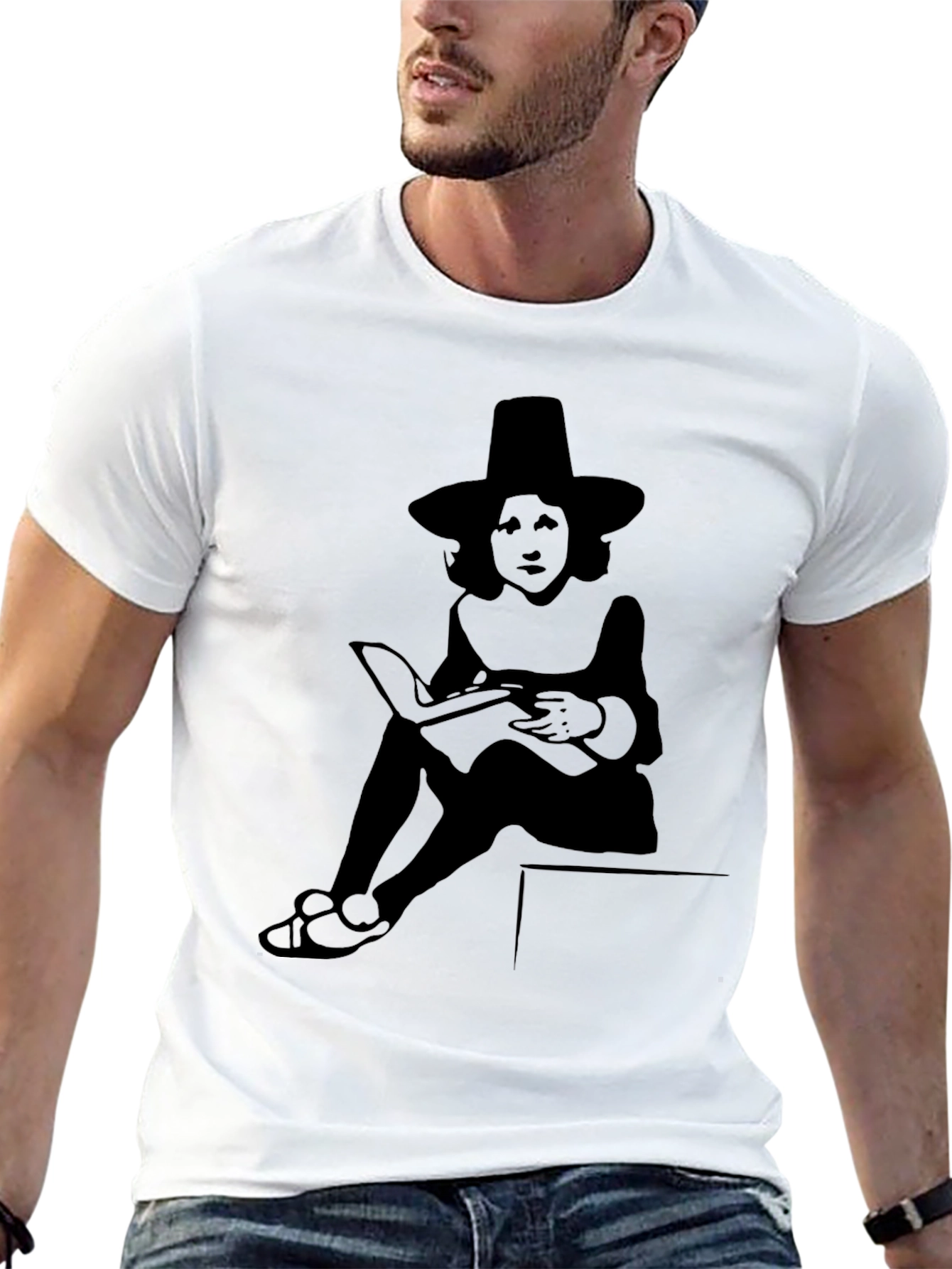 Literary Witch Graphic T-Shirt - Black