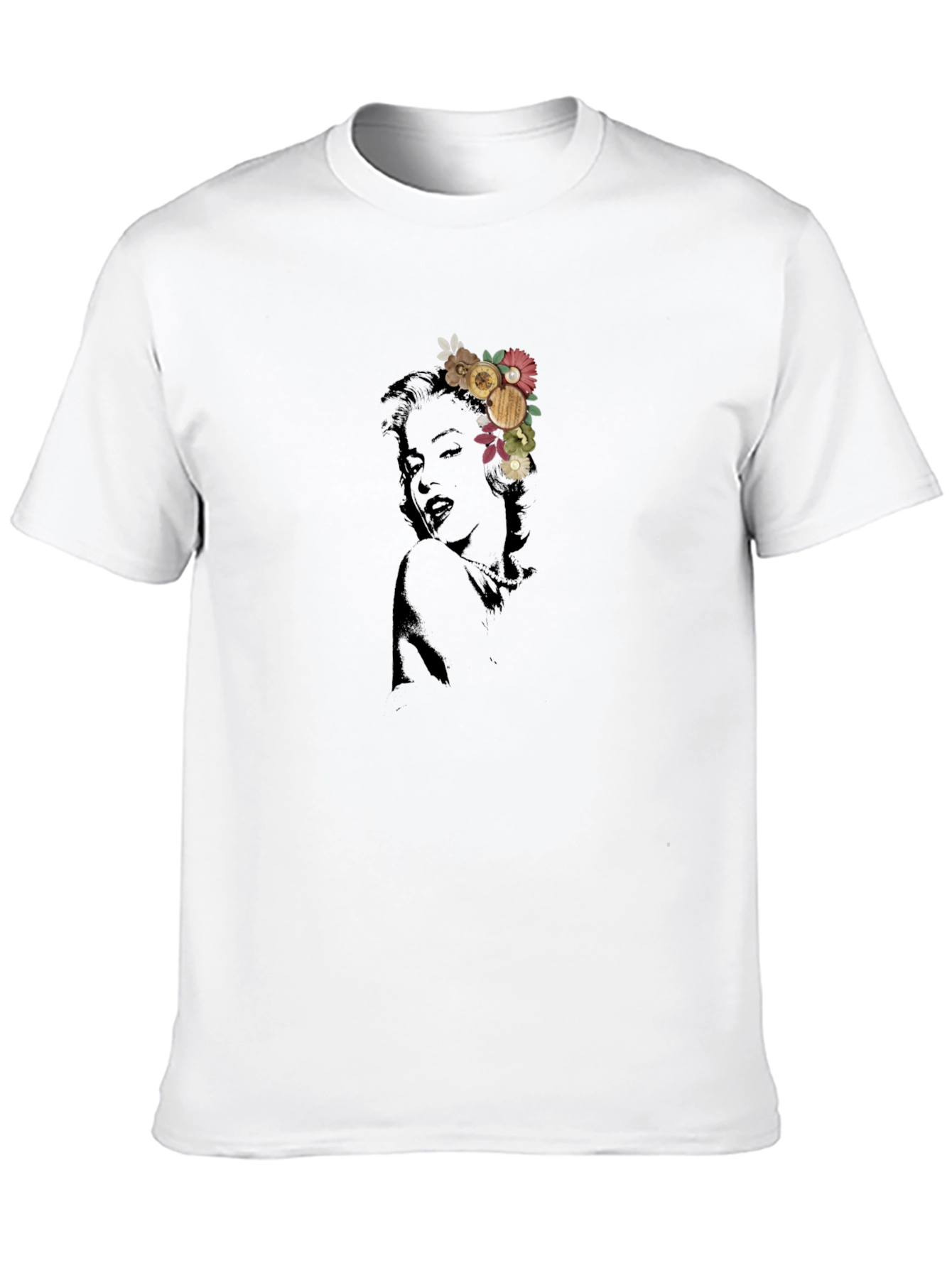 Marilyn Monroe Floral Graphic Black T-Shirt