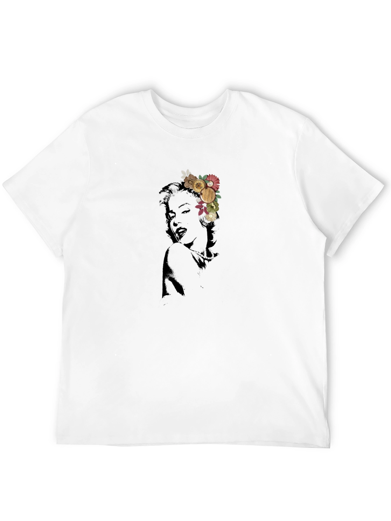 Marilyn Monroe Floral Graphic Black T-Shirt