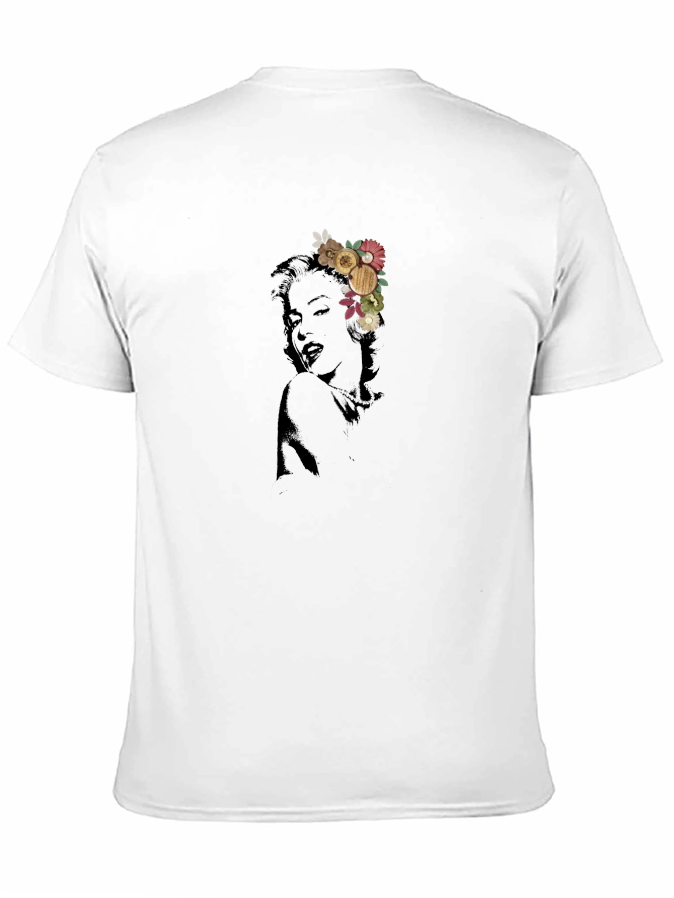 Marilyn Monroe Floral Graphic Black T-Shirt