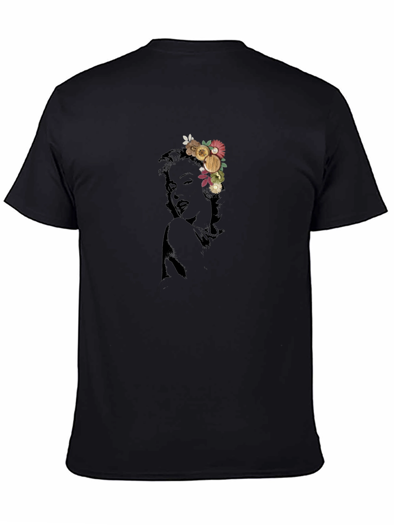 Marilyn Monroe Floral Graphic Black T-Shirt
