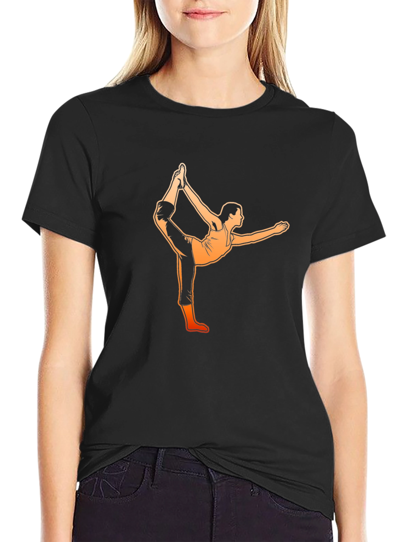 Yoga Pose Graphic Black T-Shirt