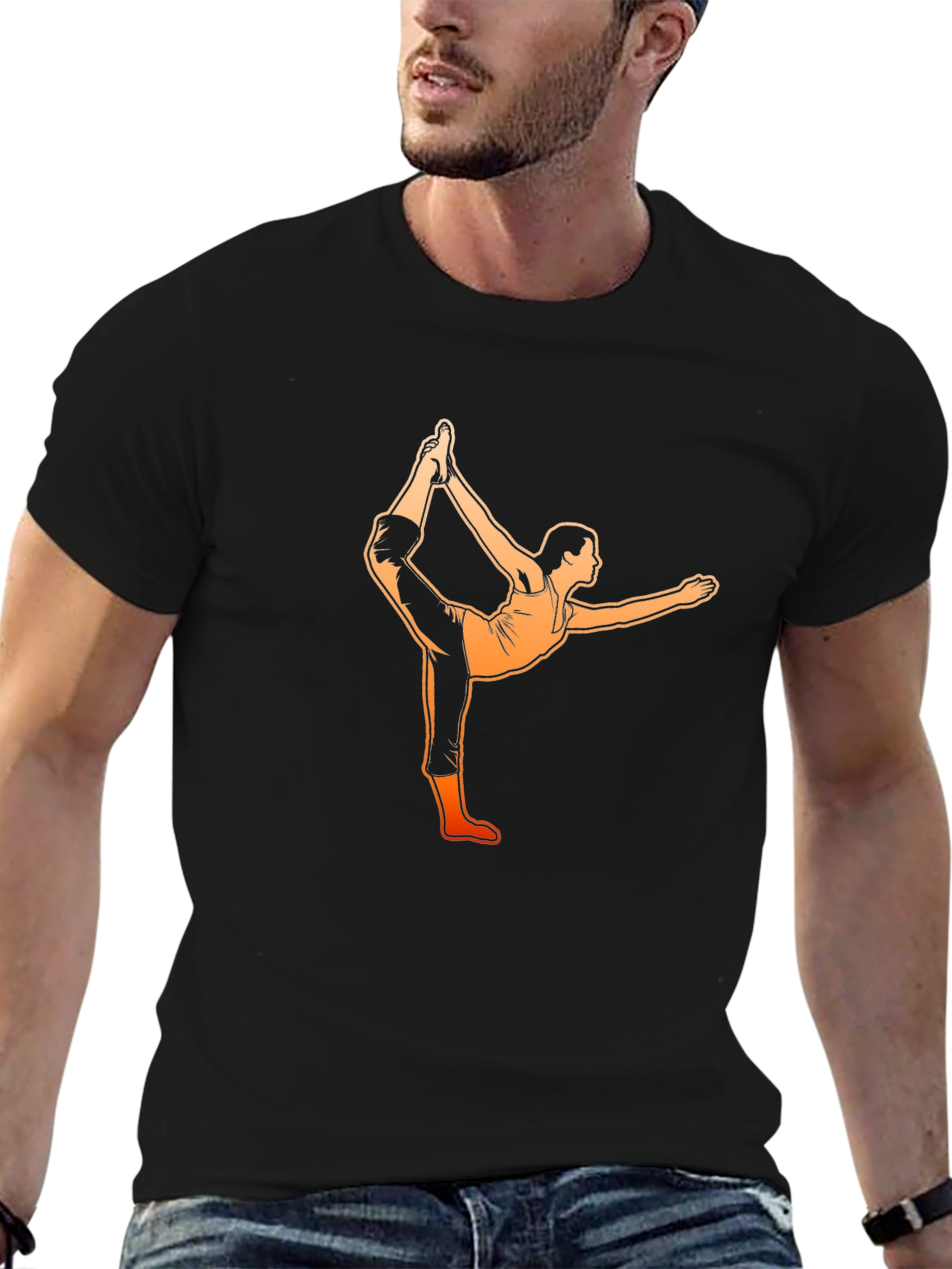 Yoga Pose Graphic Black T-Shirt