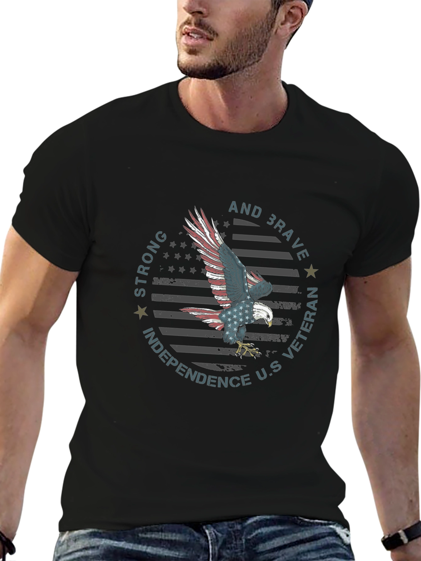 Patriotic Eagle Graphic T-Shirt