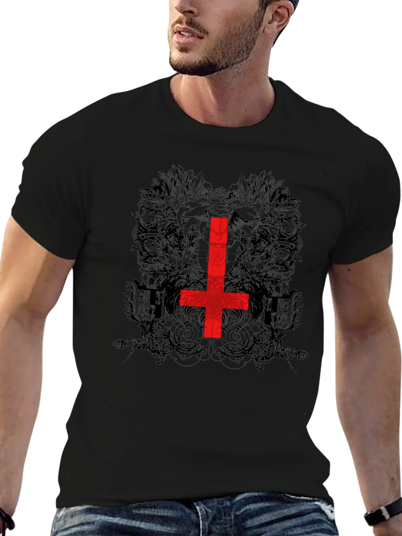 Inverted Cross Graphic Tee - Black