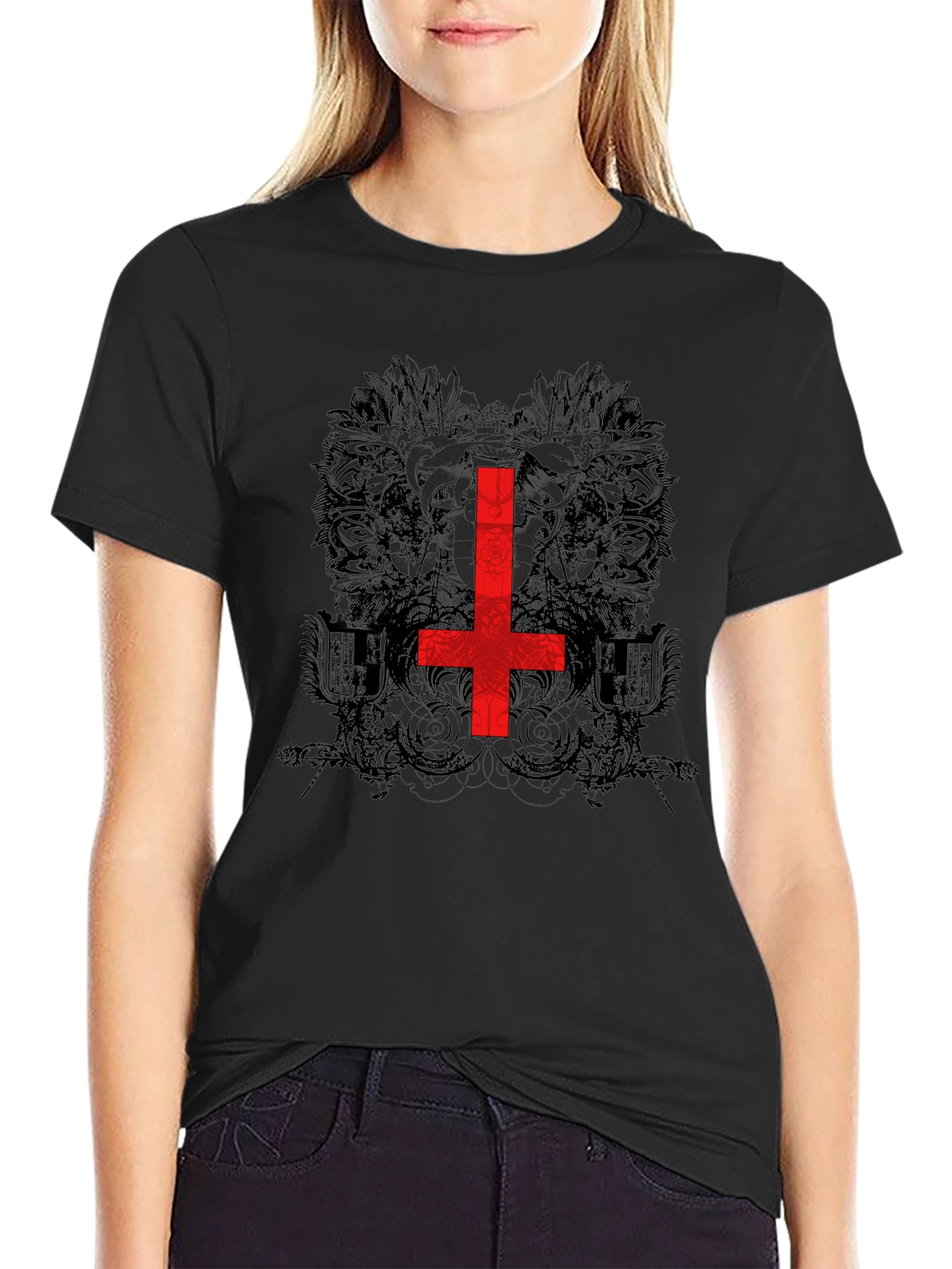 Inverted Cross Graphic Tee - Black