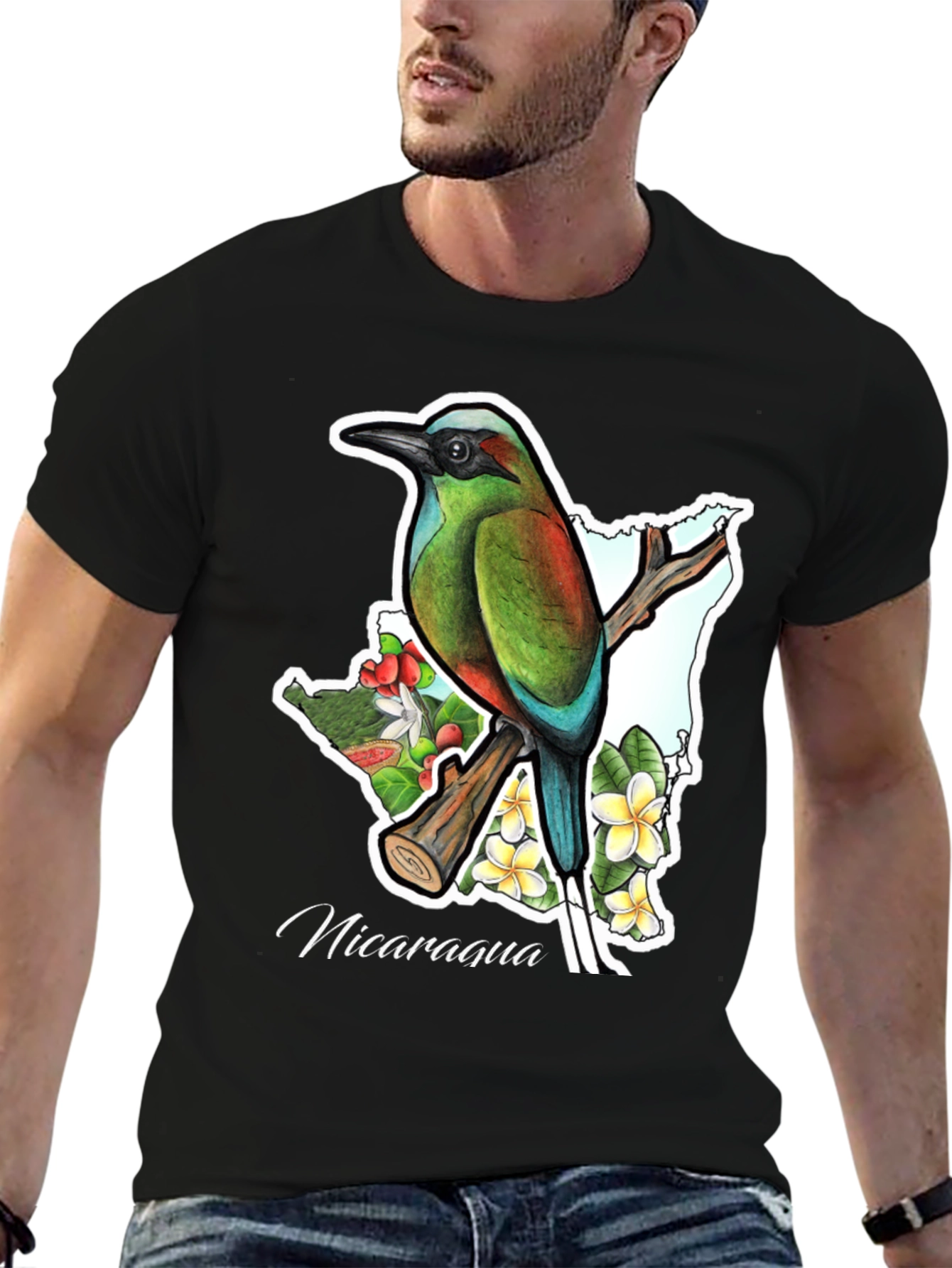 Nicaragua Bird & Flowers Graphic T-Shirt