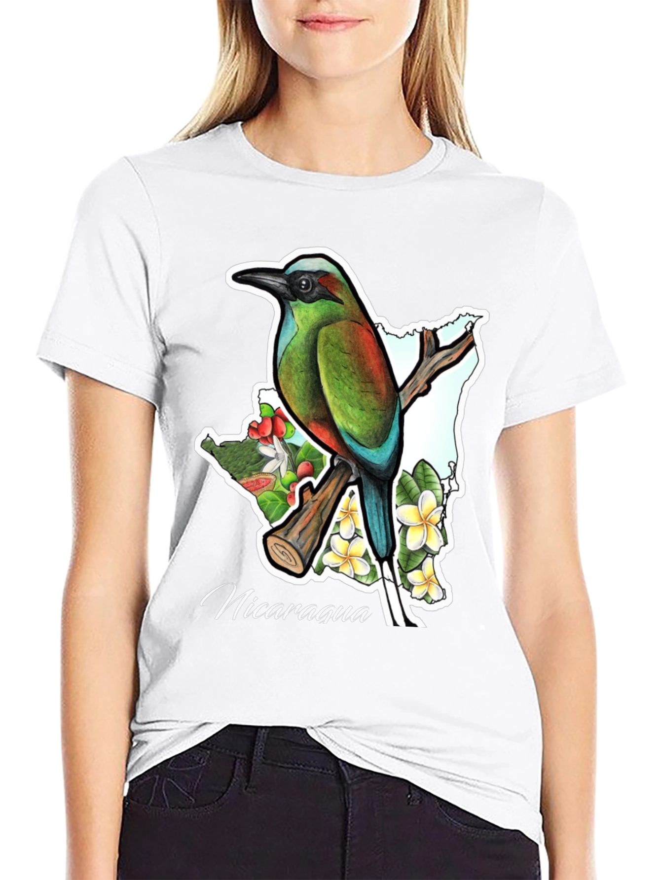 Nicaragua Bird & Flowers Graphic T-Shirt