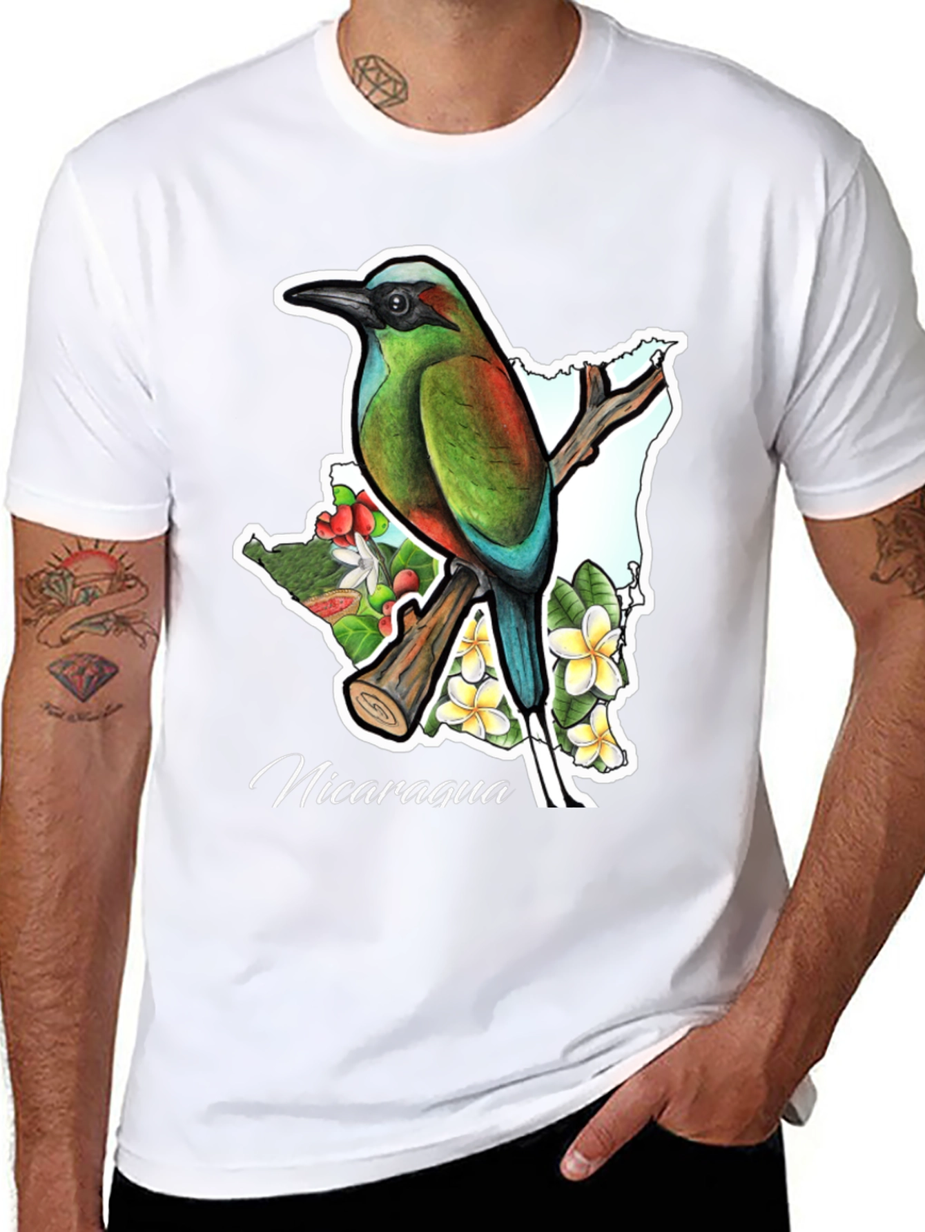 Nicaragua Bird & Flowers Graphic T-Shirt